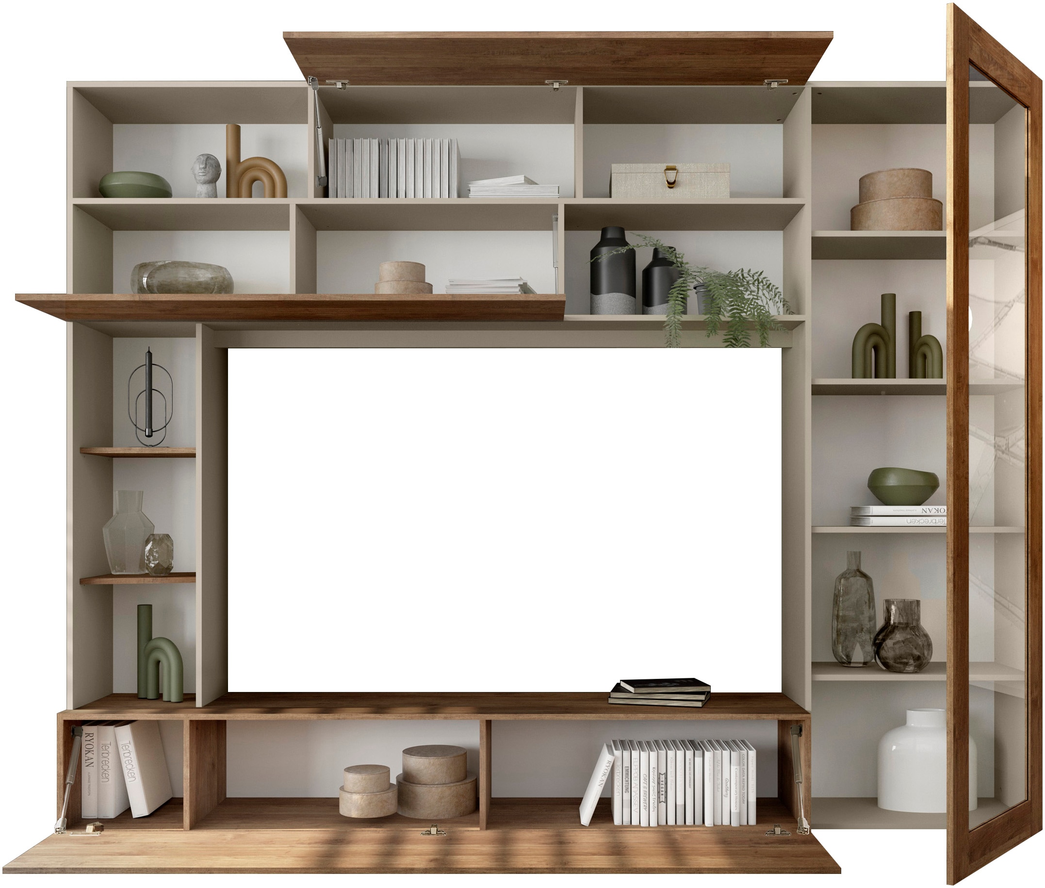 INOSIGN Wohnwand »PRATO, Breite 272 cm, Höhe 210 cm, Kompakt-Wohnwand,«, Mediawand, Schrankwand, moderne u. grifflose Optik, viel Stauraum