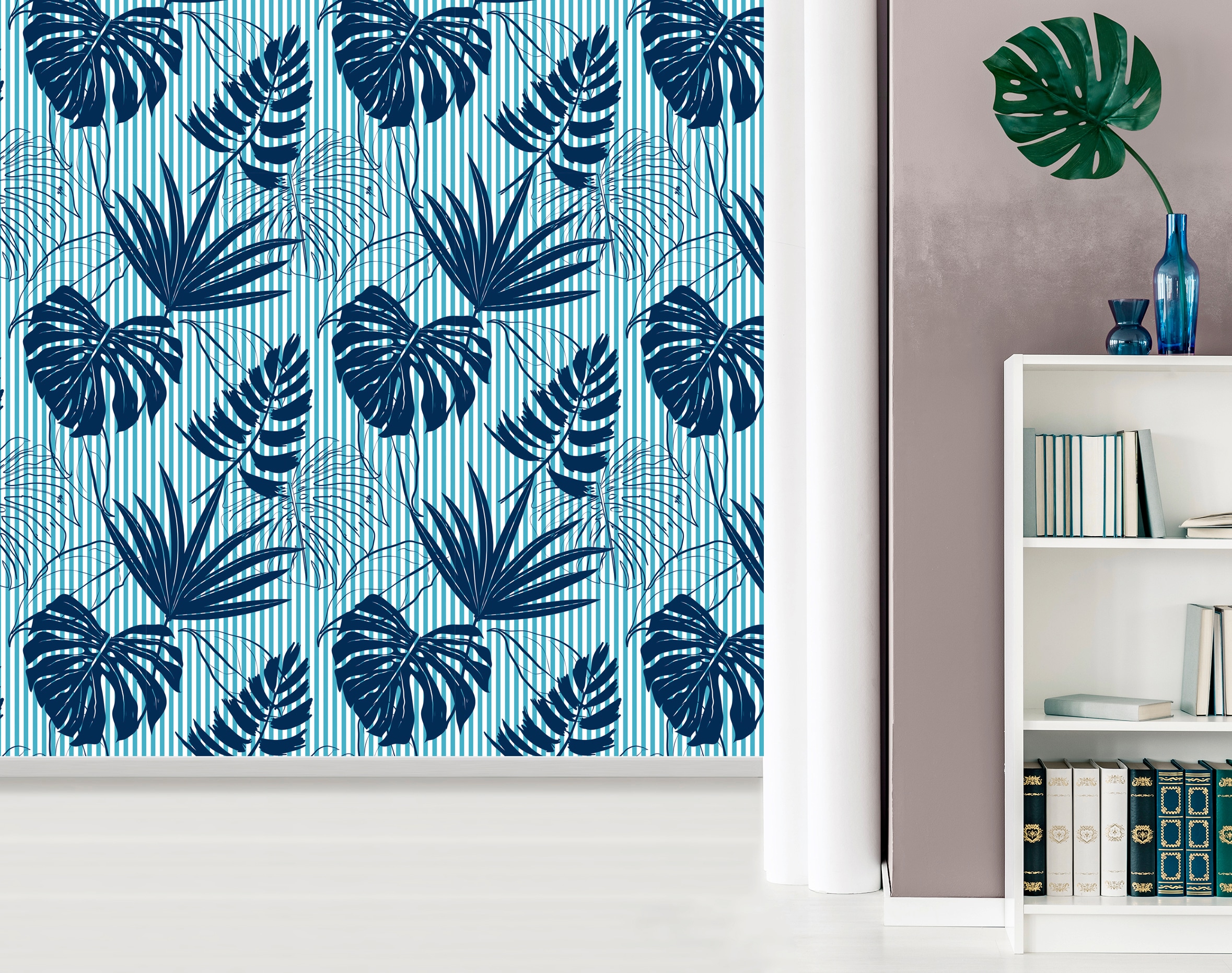 queence Vinyltapete »Deniz« Streifen glatt 90x250cm, selbstklebend, kinderleichte Anbringung, , Sticker