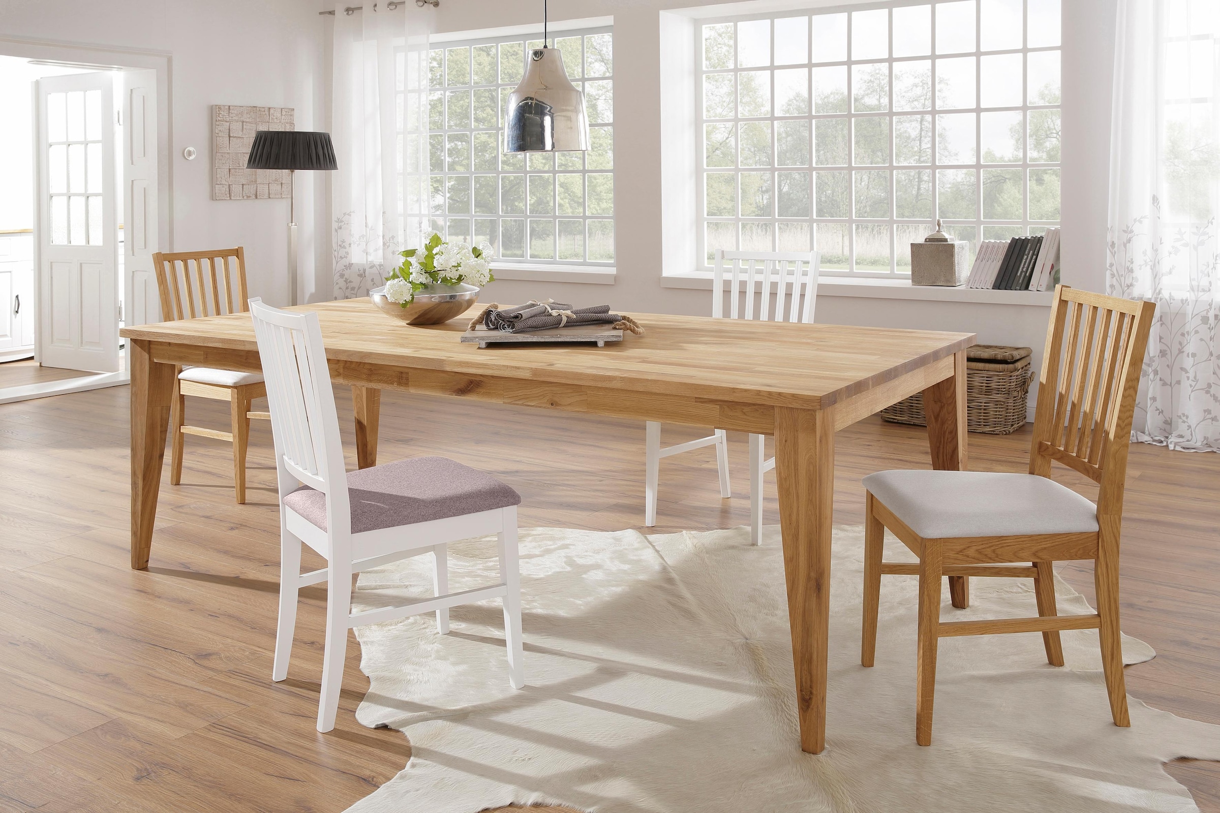 Home affaire Esszimmerstuhl »Ruanda Küchenstuhl TOPSELLER«, (Set), 2 St., Webstoff, im 2er, 4er oder 6er-Set, Holzstuhl