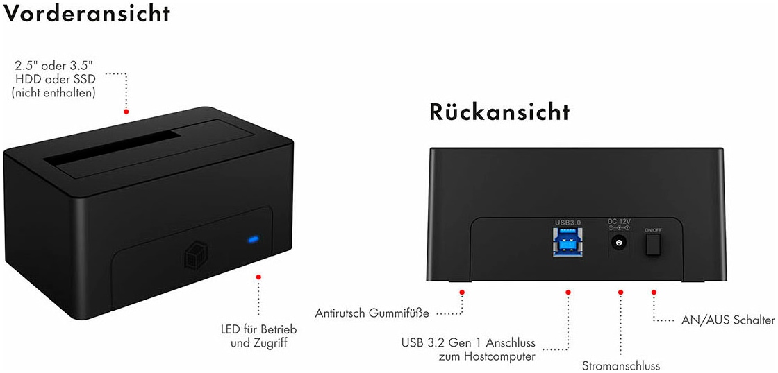 ICY BOX Festplatten-Dockingstation »IB-1121-U3«, HDD/SSD