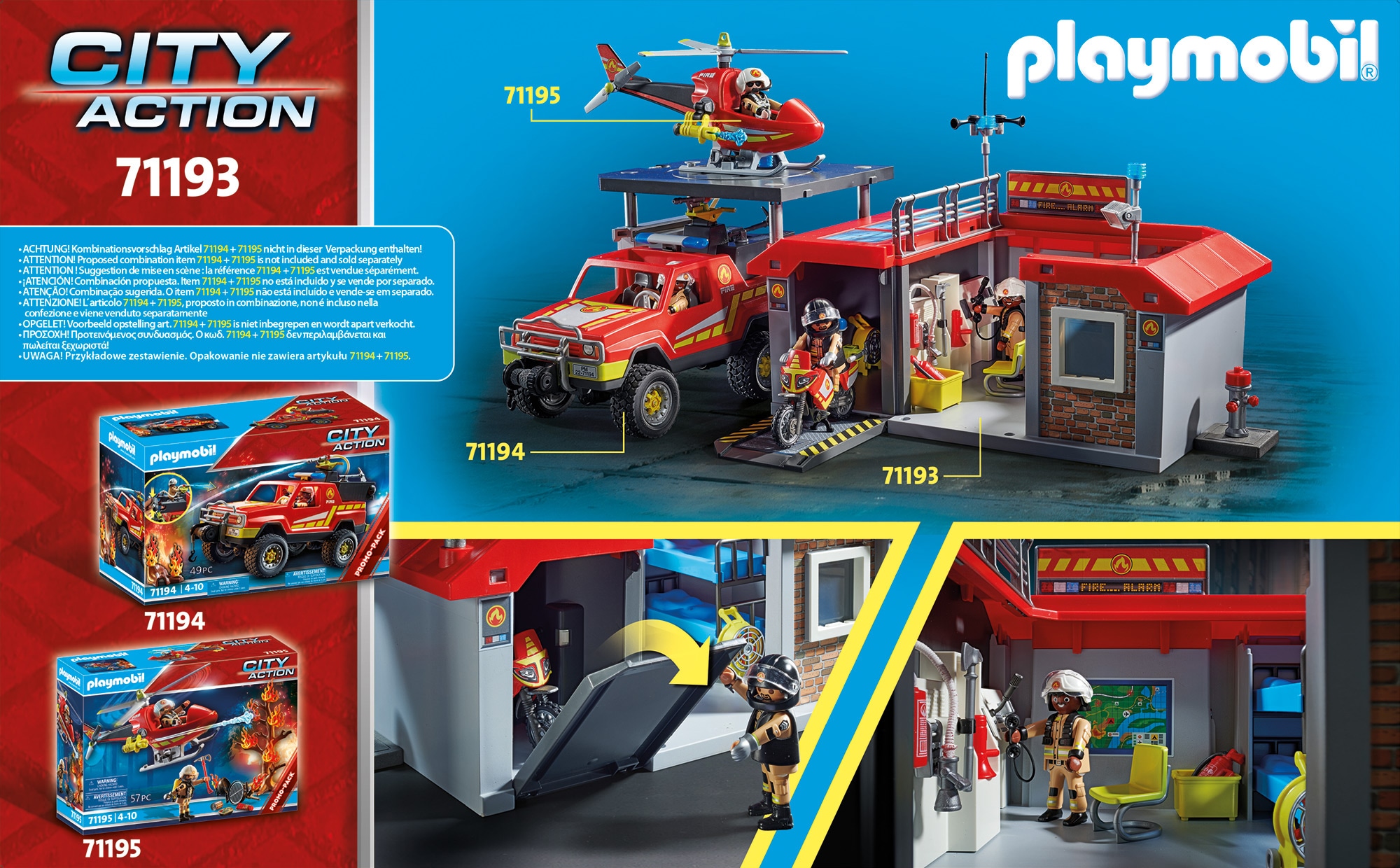Playmobil® Konstruktions-Spielset »Feuerwehrstation (71193), City Action«, (61 St.), Made in Germany