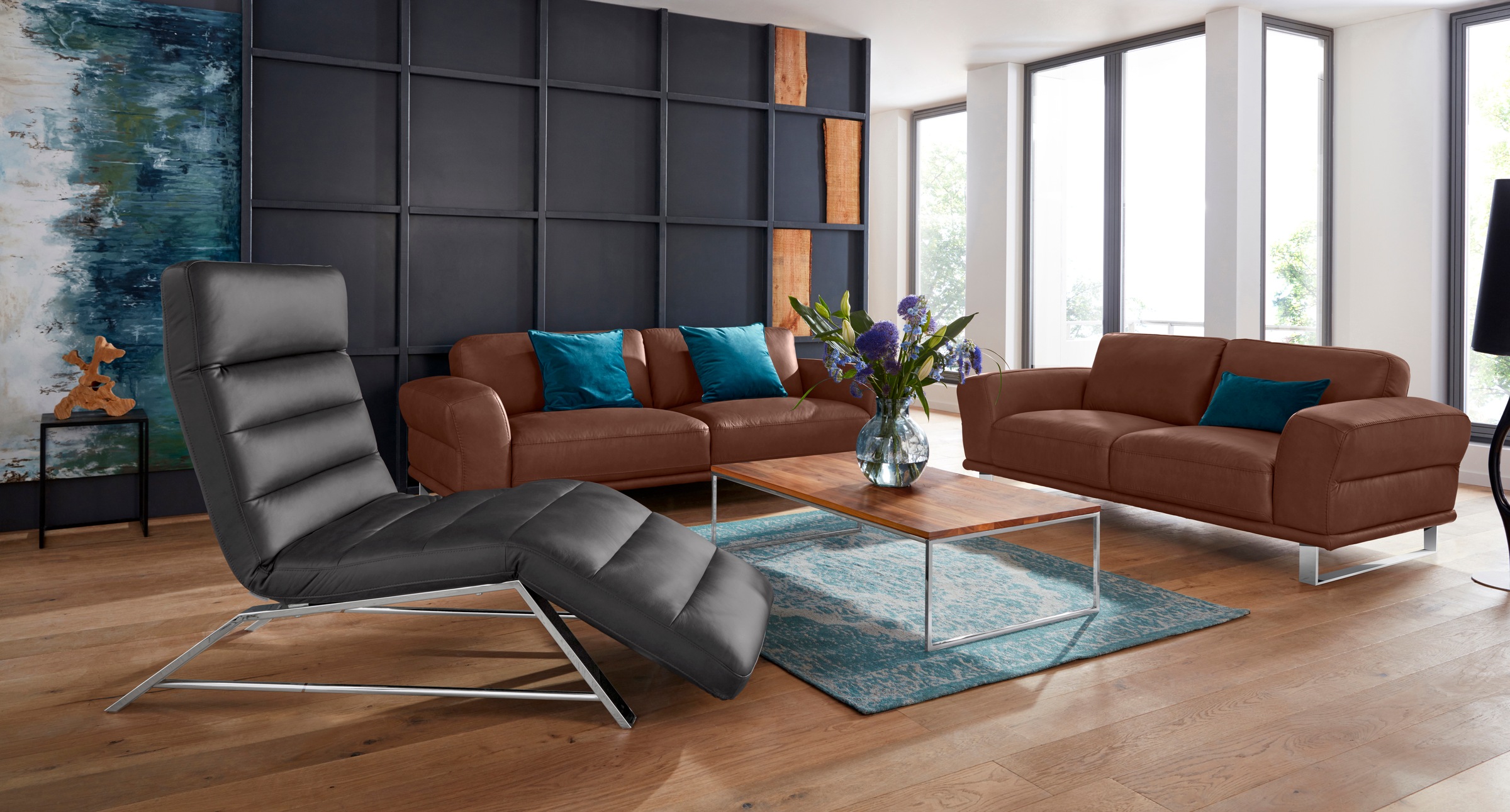 W.SCHILLIG 2,5-Sitzer »montanaa«, mit Metallkufen in Chrom glänzend, Breite 232 cm