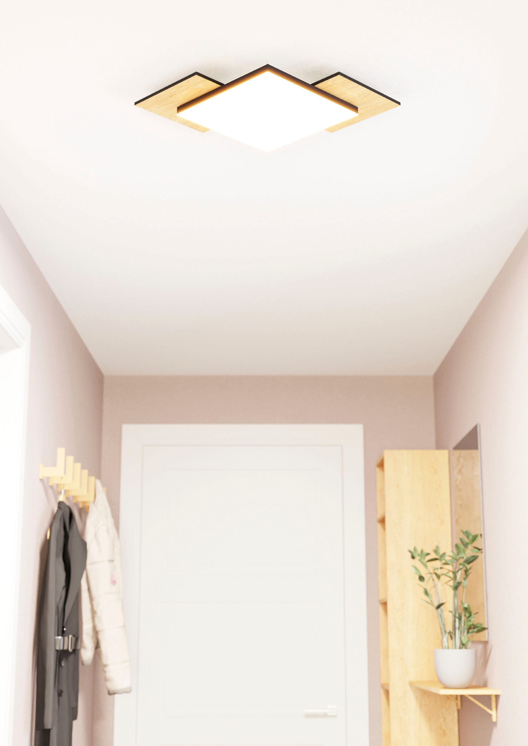 EGLO Deckenleuchte »TAMURIA«, Leuchtmittel LED-Modul | LED fest integriert, Deckenleuchte in schwarz und braun aus Stahl, Holz - 10,8W - Warmweiß