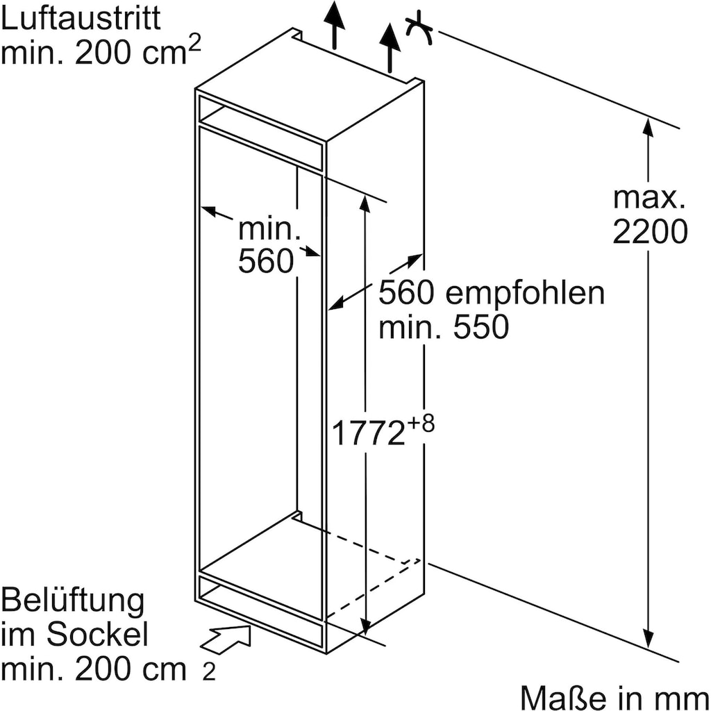 NEFF Einbaukühlgefrierkombination »KI6863FE0«, KI6863FE0, 177,2 cm hoch, 55,8 cm breit