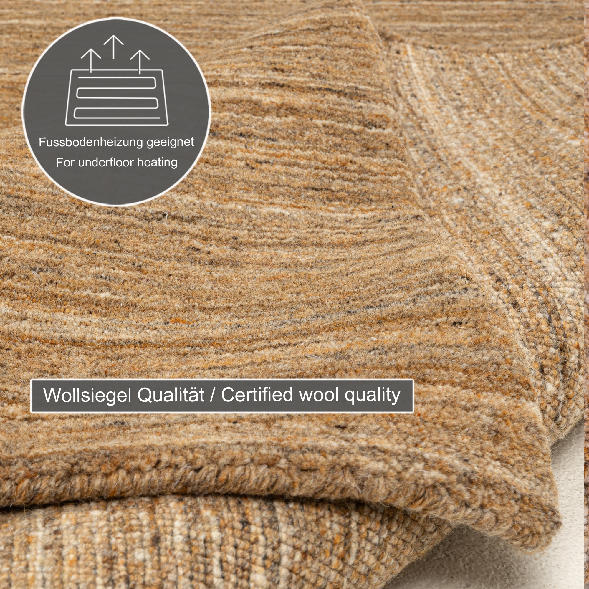 THEKO Wollteppich »Pure UNI« rechteckig 14 mm Höhe Handwebteppich, meliert, reine Wolle, handgewebt