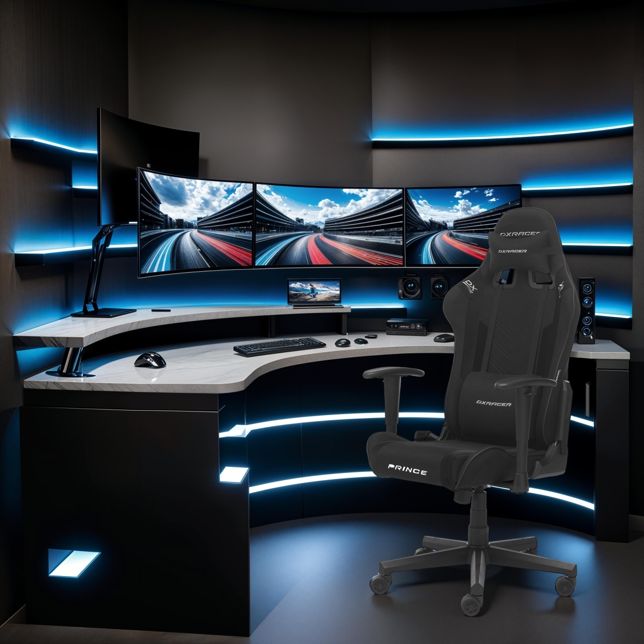 MCA furniture Gaming-Stuhl »DX Racer Prince Gamingchair« (Set) 1 Stk.Gaming,Racing,Design,Lordose,Kissen,Armlehne,drehbar,verstellbar