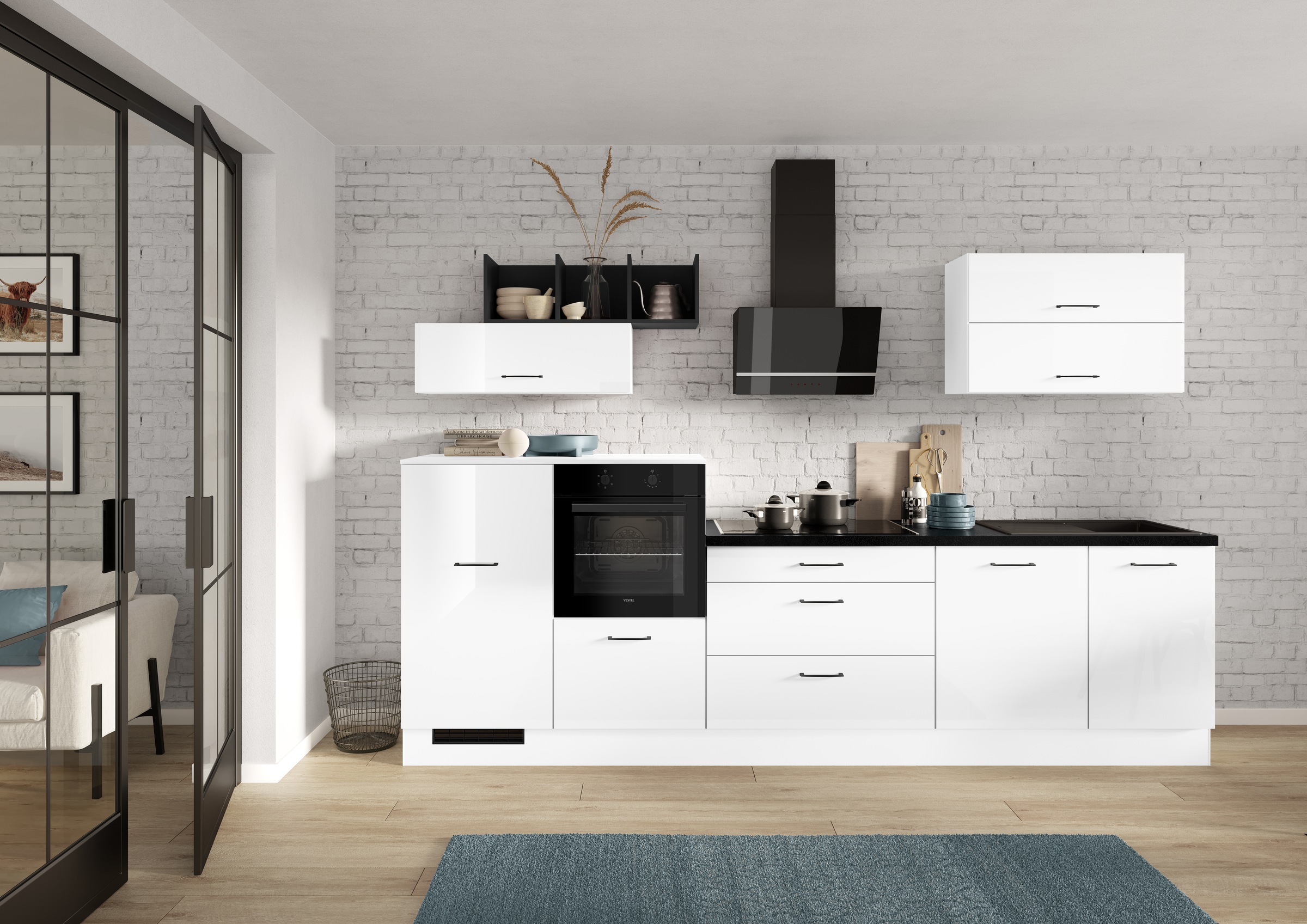 IMPULS KÜCHEN Küchenzeile »"New York", Schubkästen mit Soft-Close,« wählbare Ausrichtung, Soft-Close-Schubkästen, Breite 320 cm