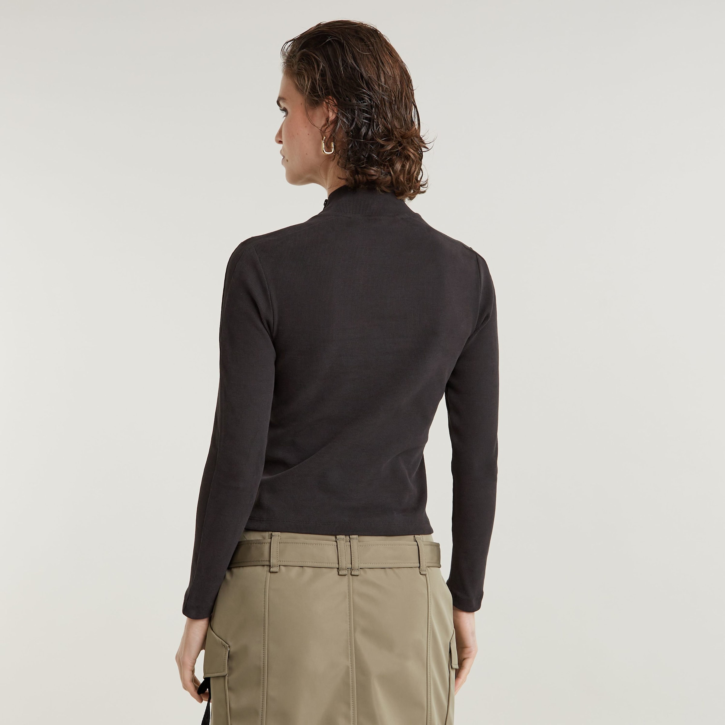 G-STAR T-Shirt »Asymmetric Zip Cropped Slim Mock«