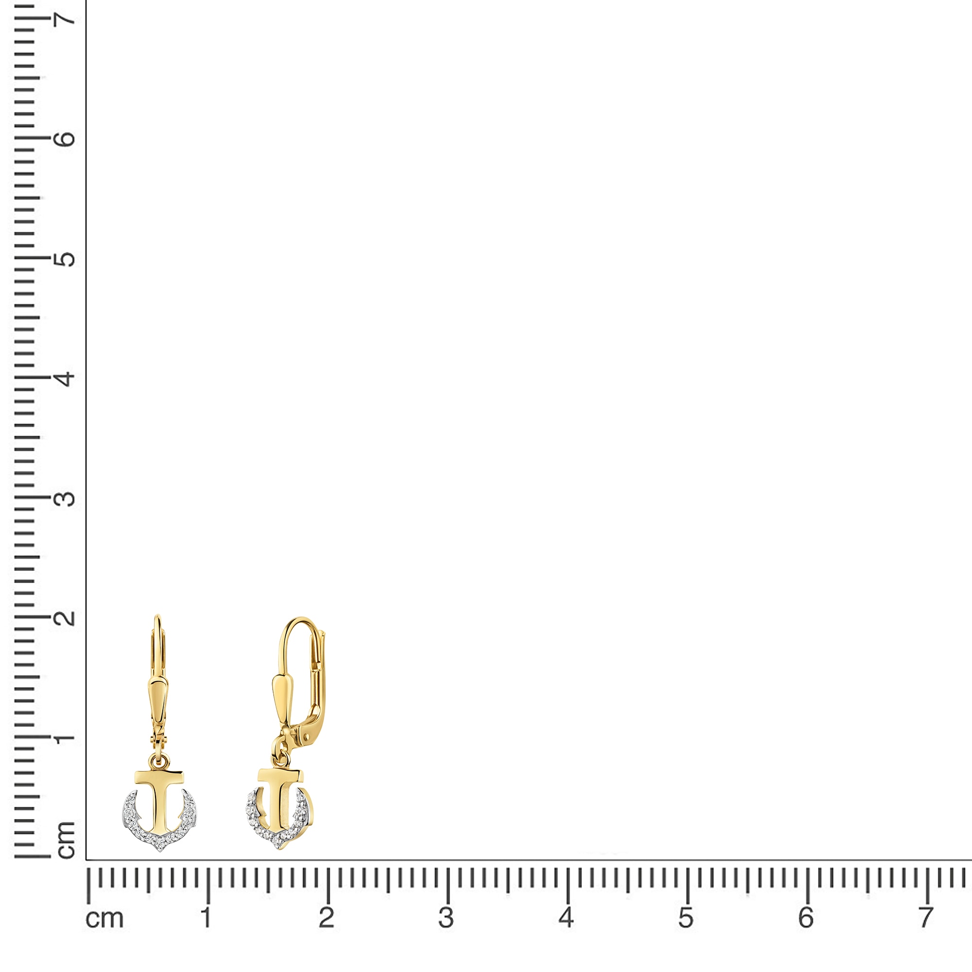 Firetti Paar Ohrhänger »Schmuck Geschenk Gold 333 Ohrschmuck Ohrringe Anker« mit Zirkonia (synth.)