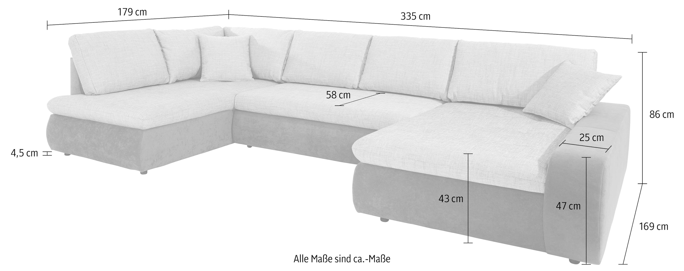 TRENDMANUFAKTUR Wohnlandschaft »Indie, U-Form«, wahlweise mit Bettfunktion