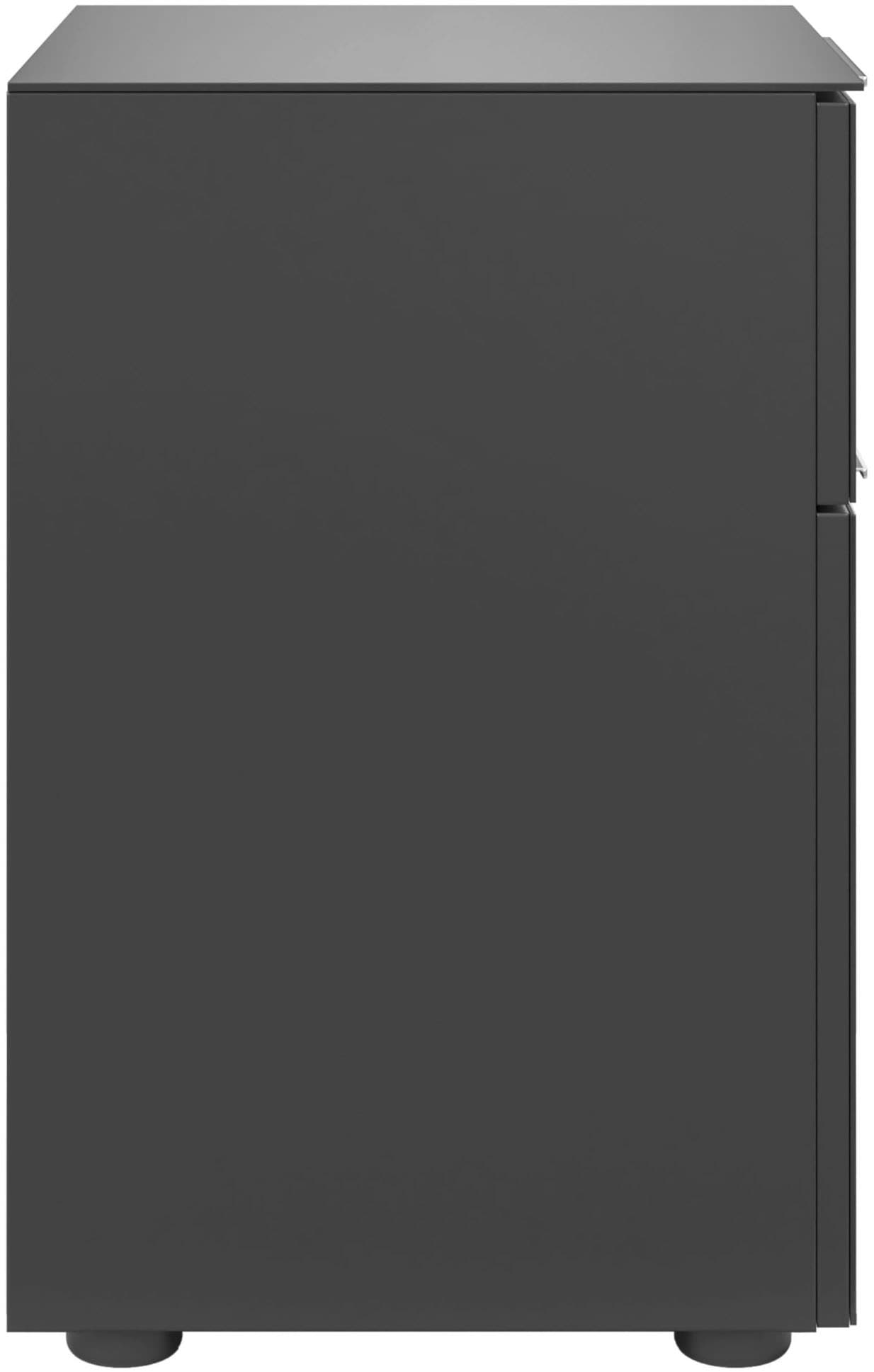 Manjana Möbel Nachtkommode »mit Chrom oder Schwarz matten Metallgriffen« mit Glasfronten, melaminbeschichtete Oberfläche, mit Vollauszug