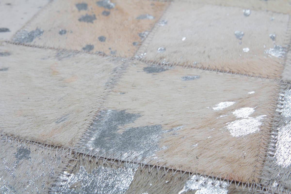 Kayoom Lederteppich »Lavish 210  -  Fellteppich« rechteckig 8 mm Höhe 100% Rindsleder, Patchwork-Dessin, Wohnzimmer