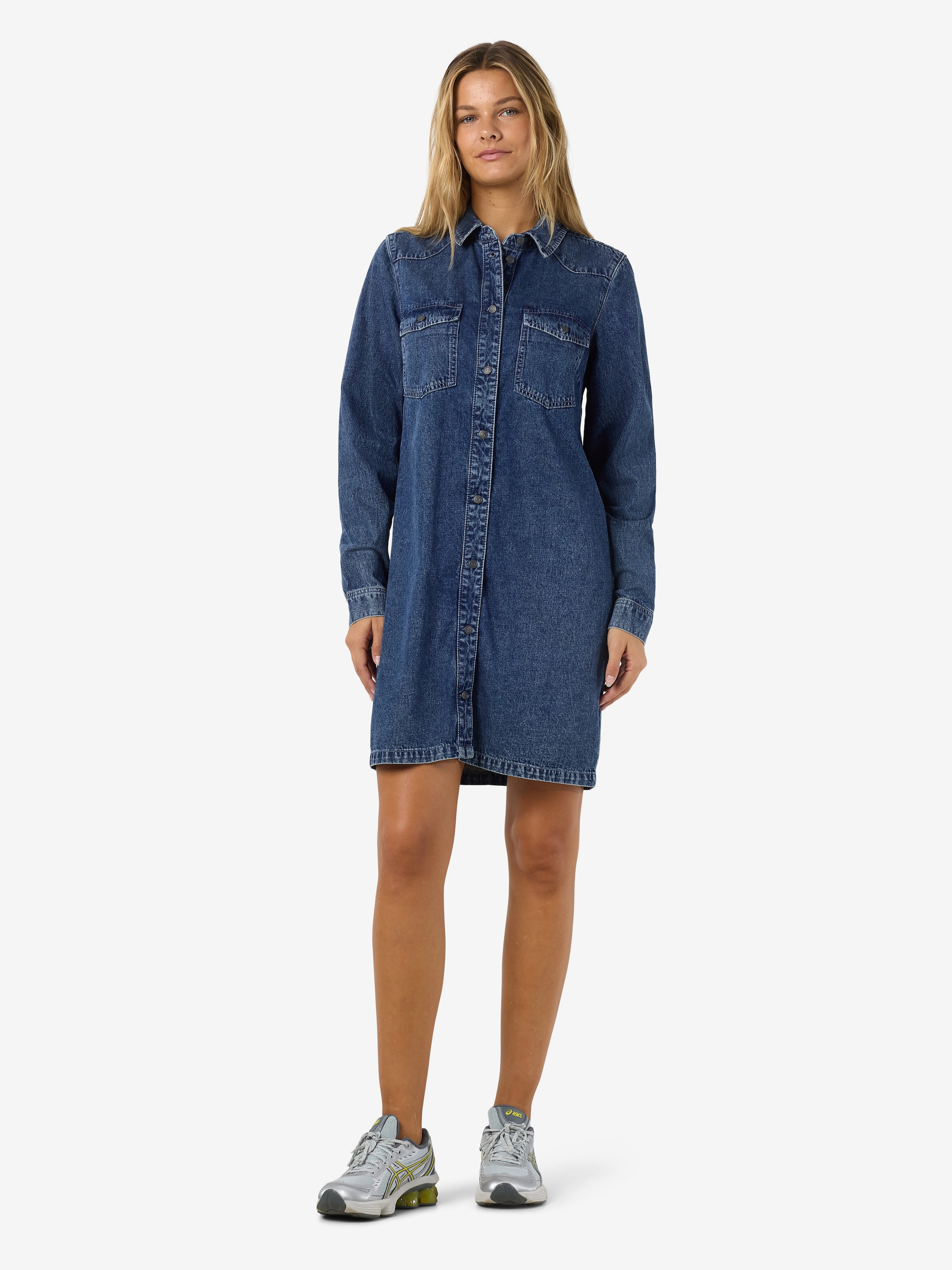 Noisy may Jeanskleid »NMNEW SIGNE L/S DENIM DRESS VI002MB LX« Brusttaschen