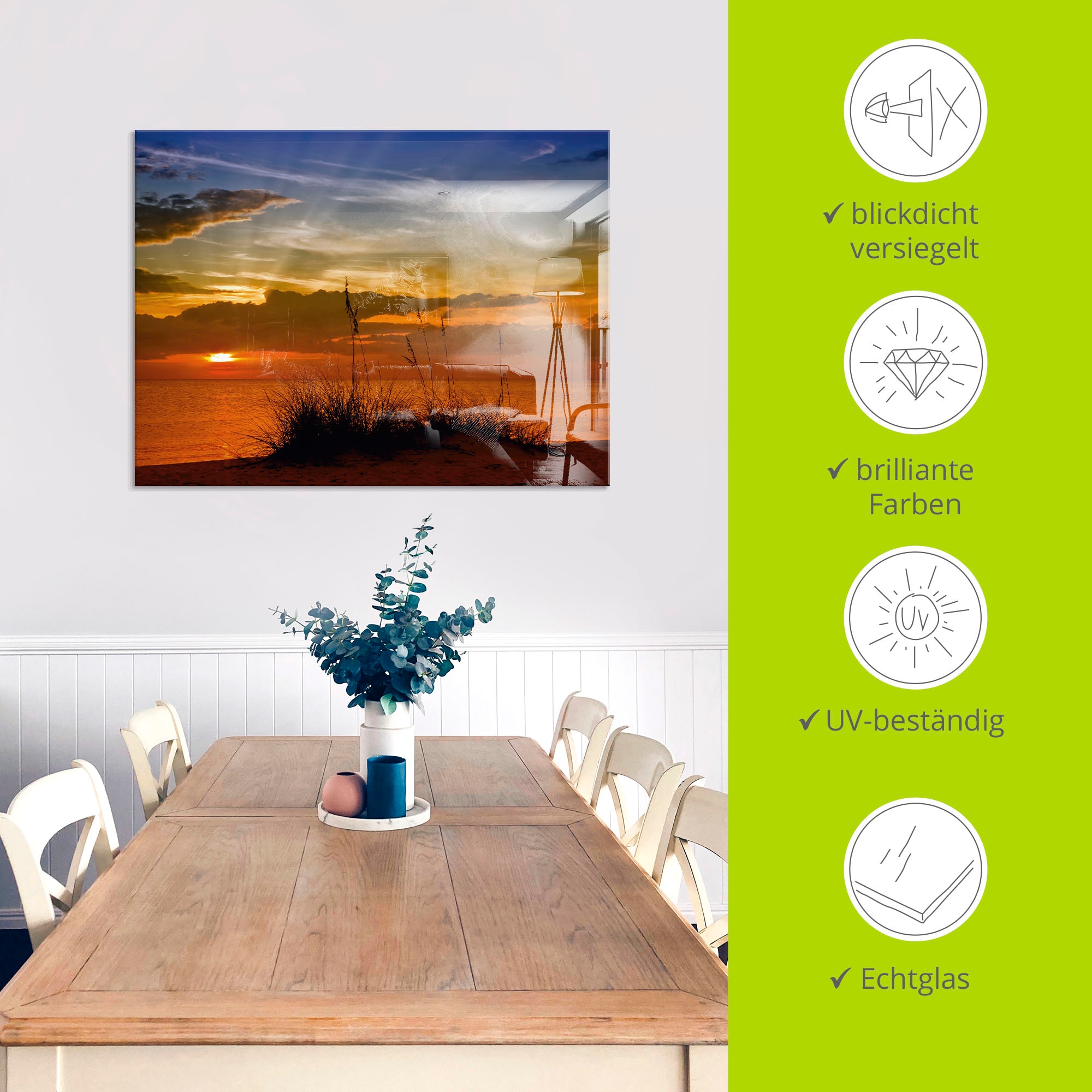 Artland Glasbild »Herrlicher Sonnenuntergang« Sonnenaufgang & -untergang 1 Stk. tlg. in verschiedenen Größen