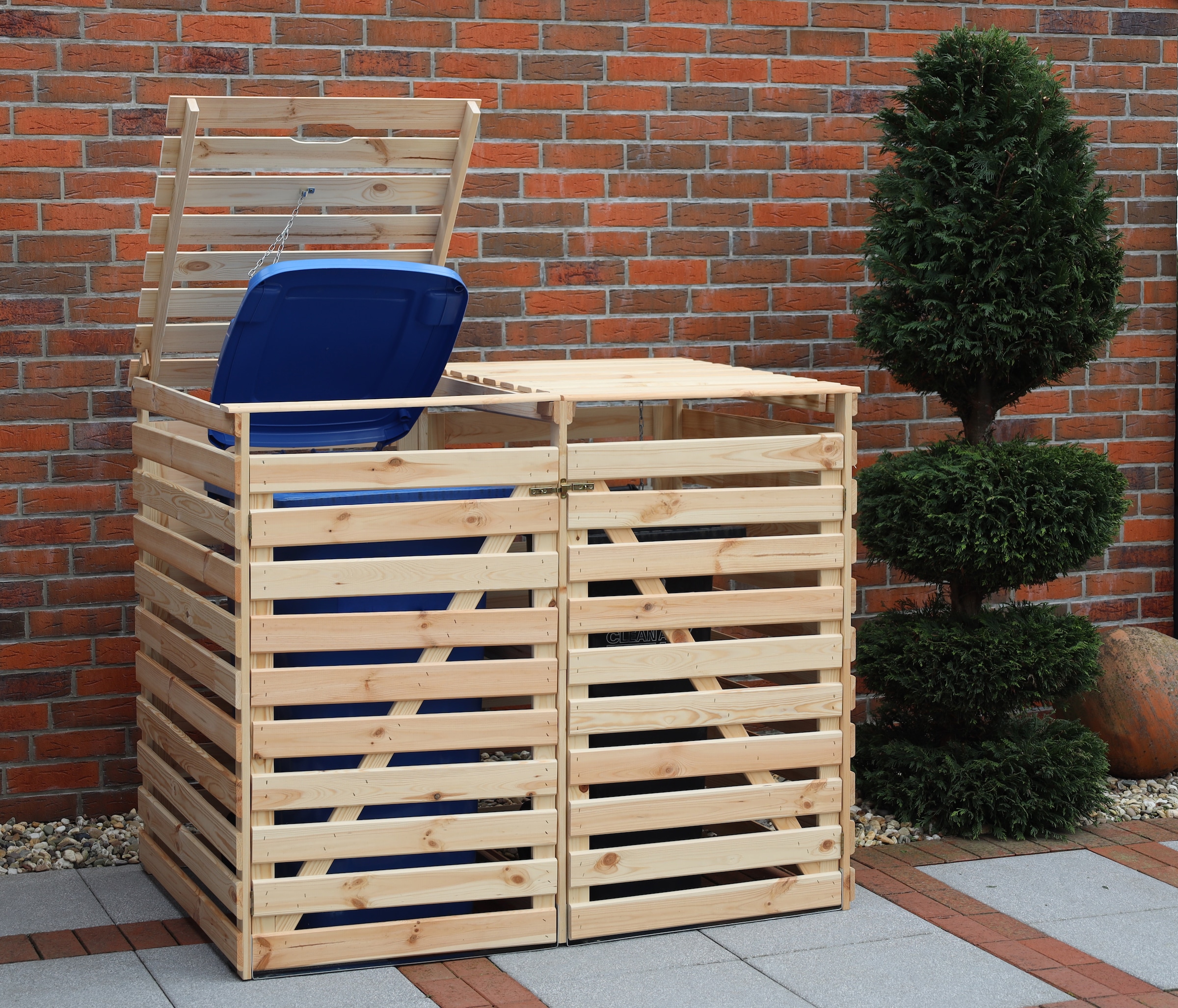 promadino Mülltonnenbox »Vario V« für 2 Tonnen, robust aus zertifiziertem Kiefernholz