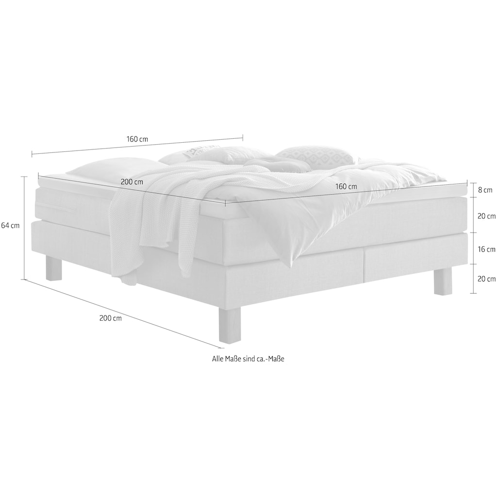 HASENA Boxspringbett »Isoba«, inkl. Topper, Füsse aus massiver Eiche