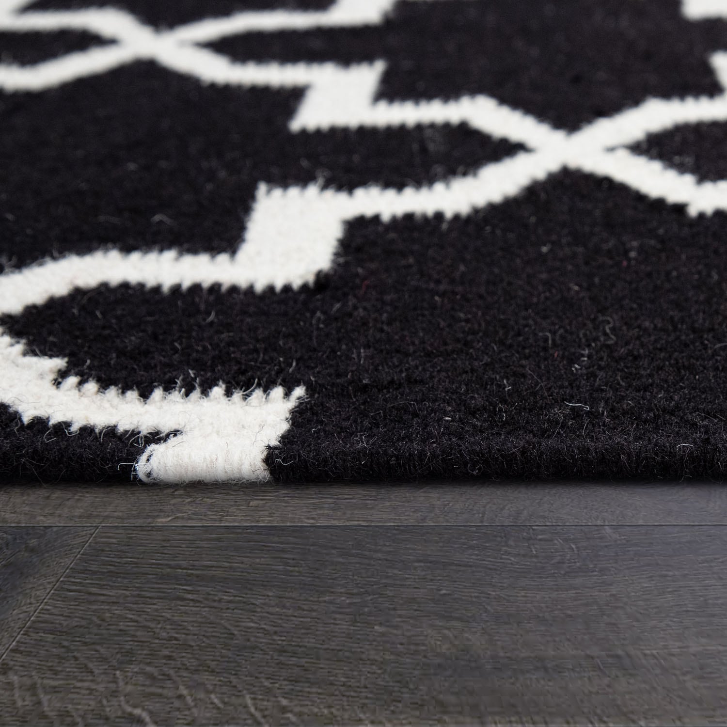 Paco Home Wollteppich »Kenitra 504«, rechteckig, 12 mm Höhe, Flachgewebe, reine Wolle, handgewebt, Scandi Design, mit Fransen