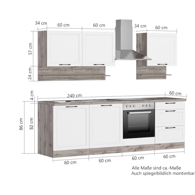 HELD MÖBEL Küche »Lana«, 240 cm breit, wahlweise mit oder ohne E-Geräte auf  Rechnung bestellen