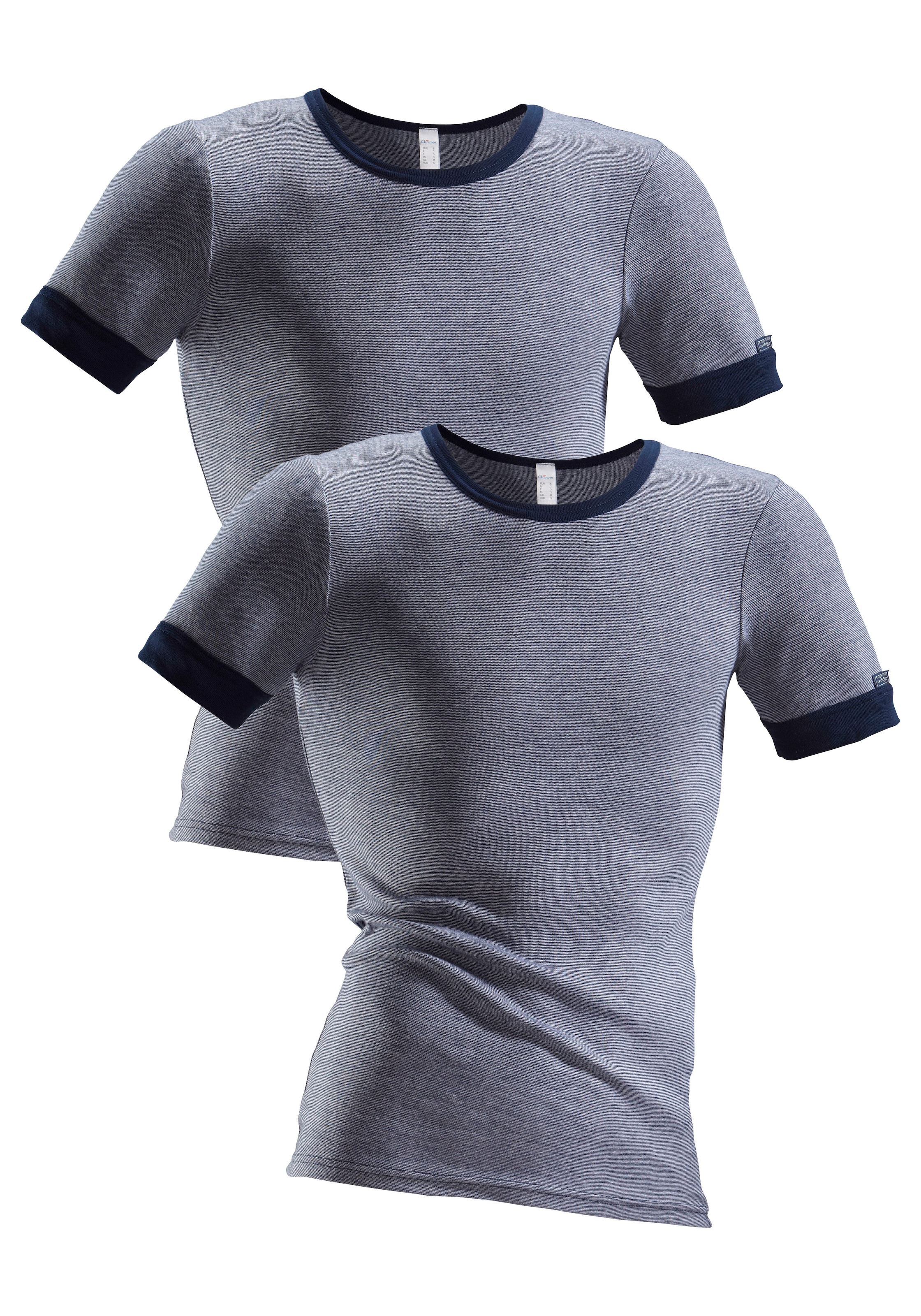 Clipper Exclusive Unterhemd, (2 St.), modische Optik: Jeans meliert, tolle Baumwoll-Qualität