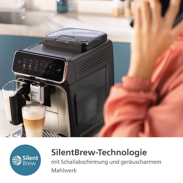 Philips Kaffeevollautomat »EP3347/90 3300 Series«, 6 Kaffeespezialitäten,  mit LatteGo-Milchsystem, Schwarz verchromt mit 3 Jahren XXL Garantie