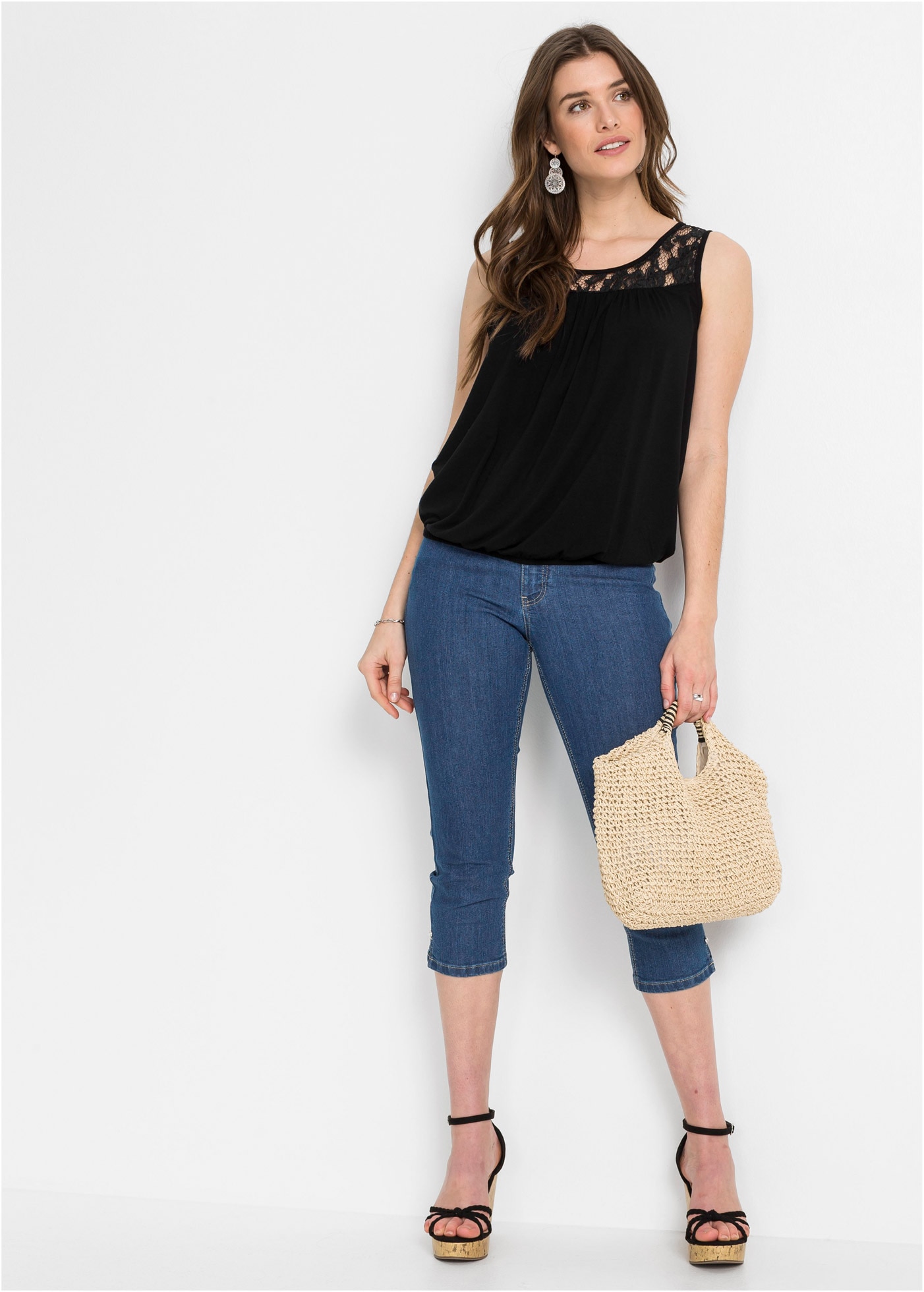 bonprix Shirttop lässige Passform, ärmelloses Design, aus Viskose und Elasthan