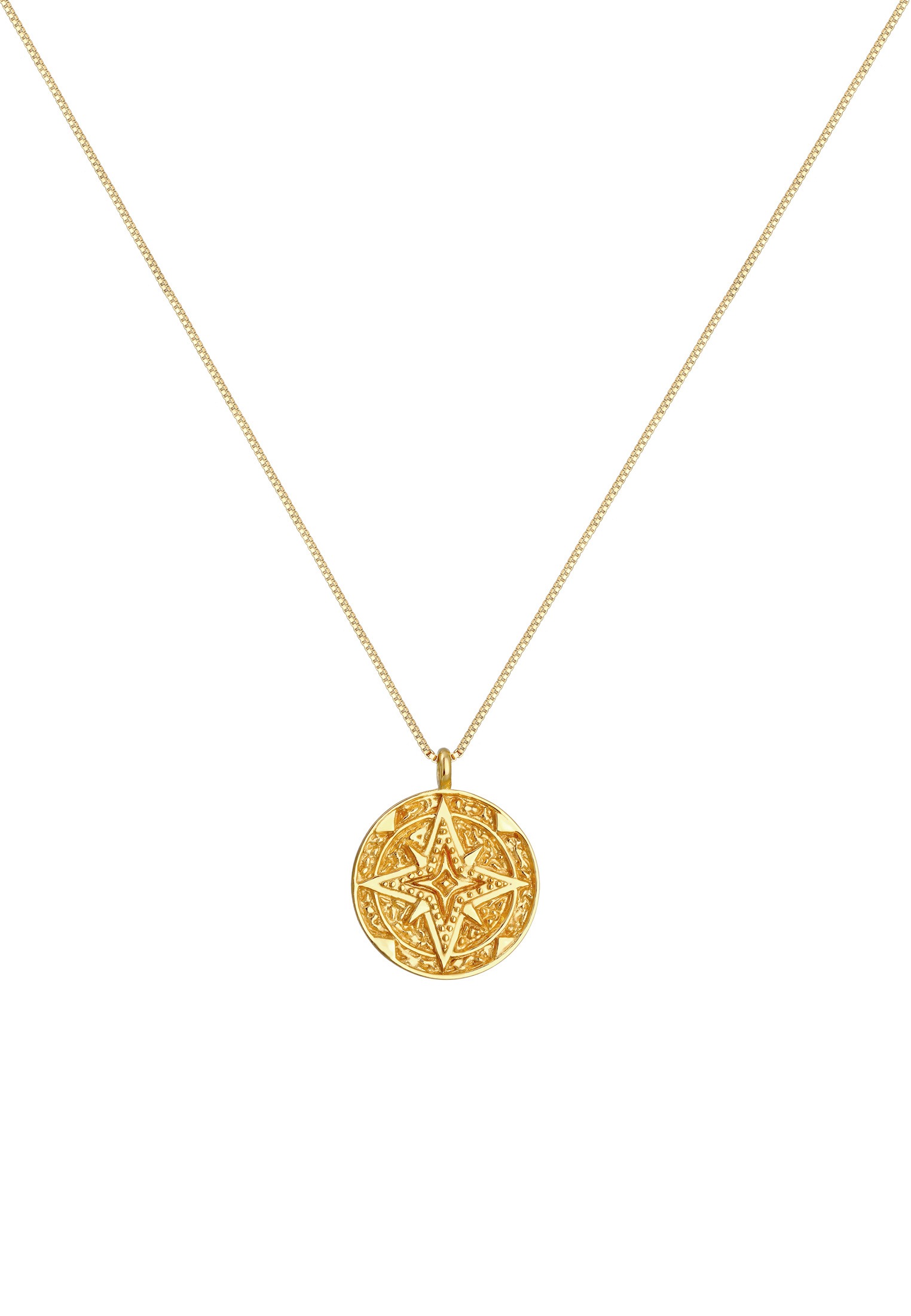 Elli Lange Kette »Halskette Nordstern Coin Plättchen Vintage 925 Silber«