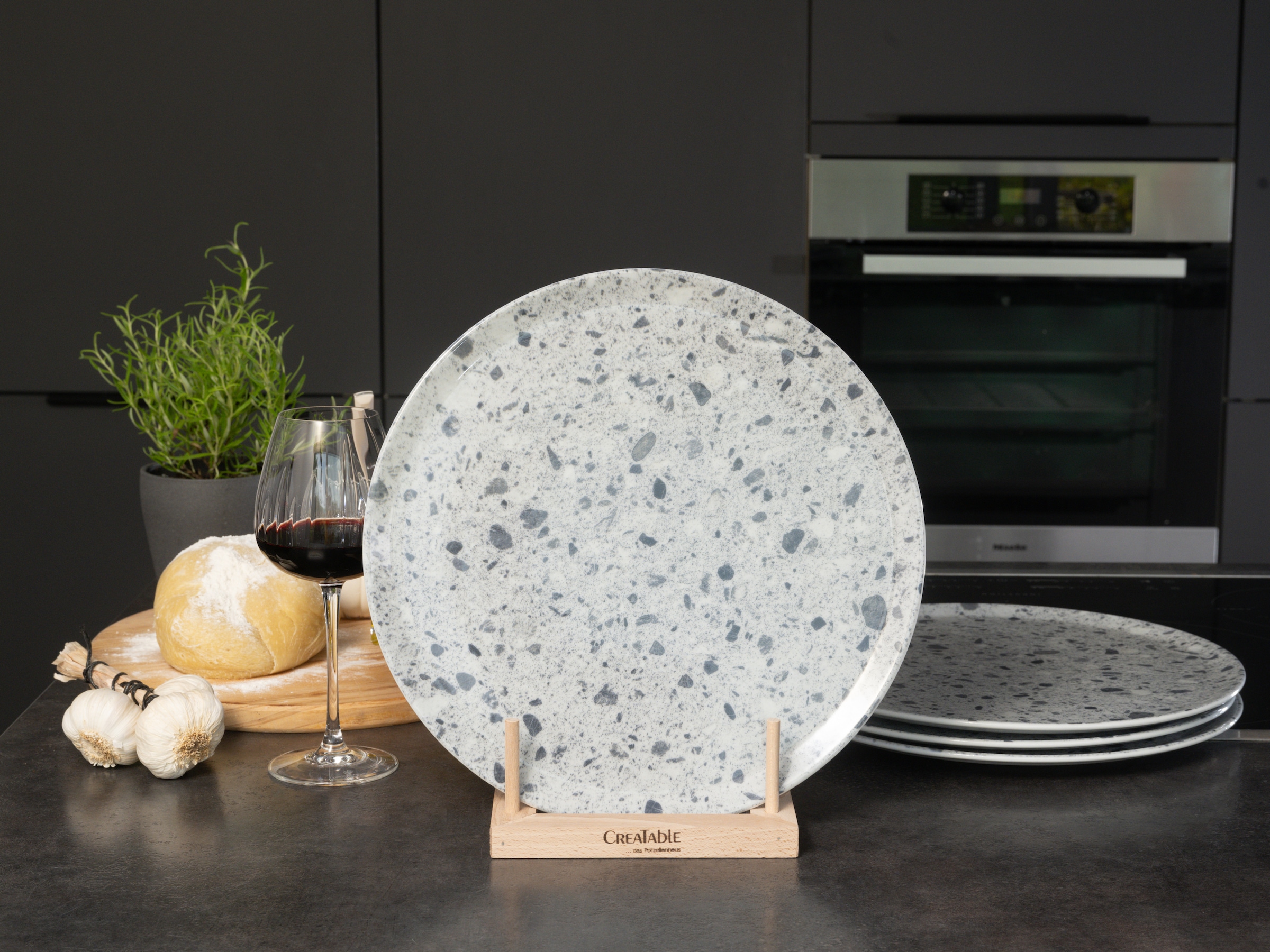 CreaTable Pizzateller »Stone Collection Florenz, Teller Set, 4-tlg.« Italienische Eleganz, Vielseitig einsetzbar