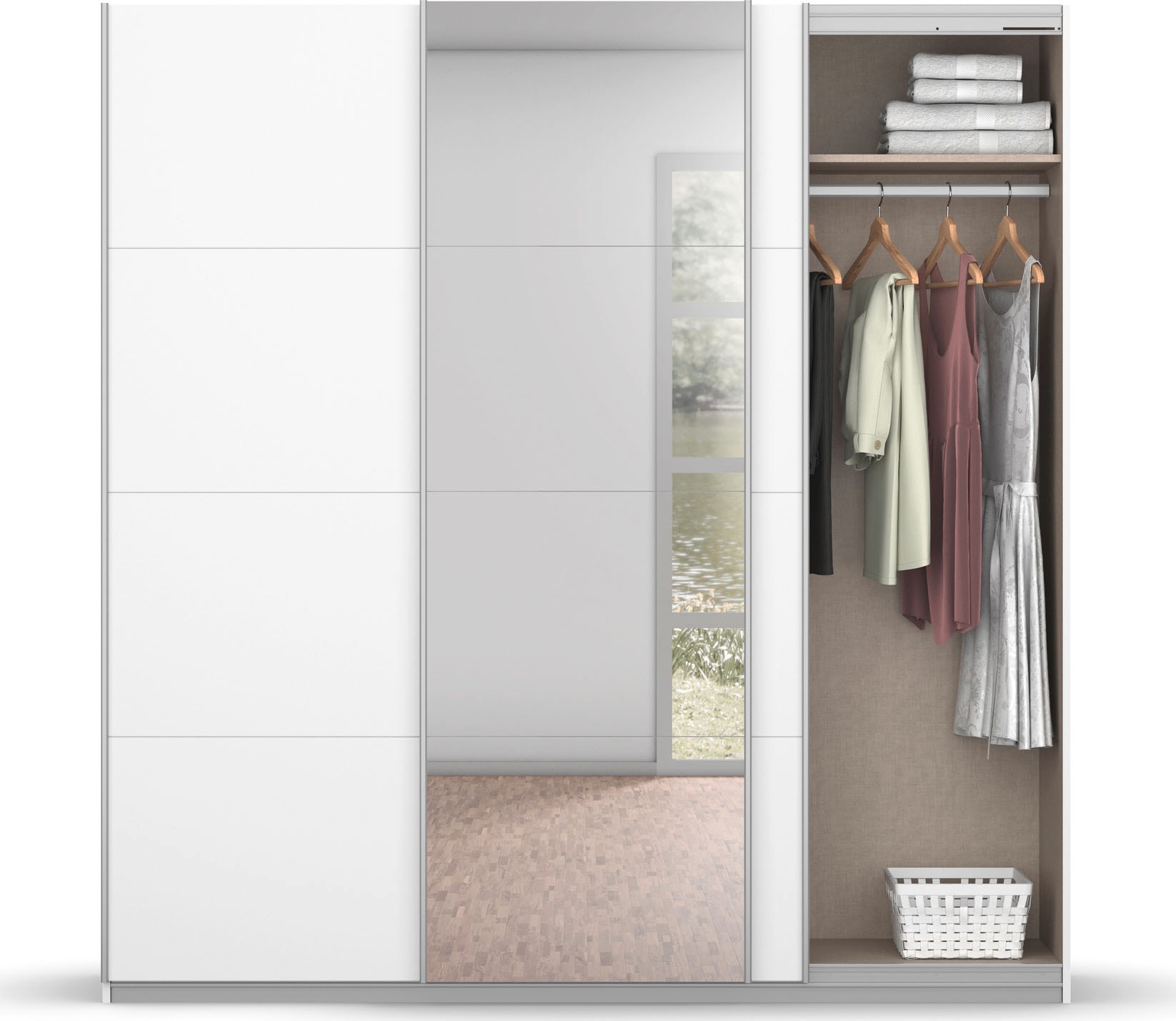rauch Schwebetürenschrank »Kleiderschrank Schrank Garderobe BESTSELLER KOLUNA mit Spiegel« Breiten 203/271/315/360 cm Höhen 210/229 cm,  inkl. 2 Innenschubladen sowie extra Einlegeböden MADE IN GERMANY