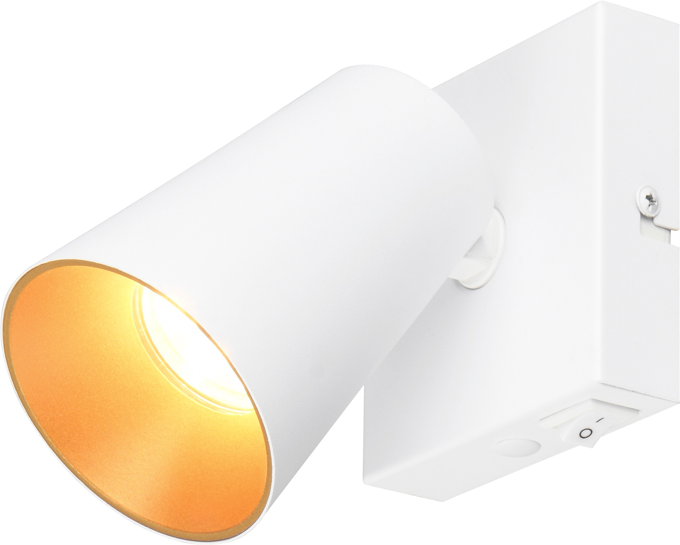 TRIO Leuchten Wandstrahler »SHARP, Spot 1-flammig exkl 1x GU10 max 10W schwenkbar & drehbar« GU10 1 Stk. warmweiß - kaltweiß Schirm innen gold, Kippschalter, Spot für Wandmontage + Deckenmontage