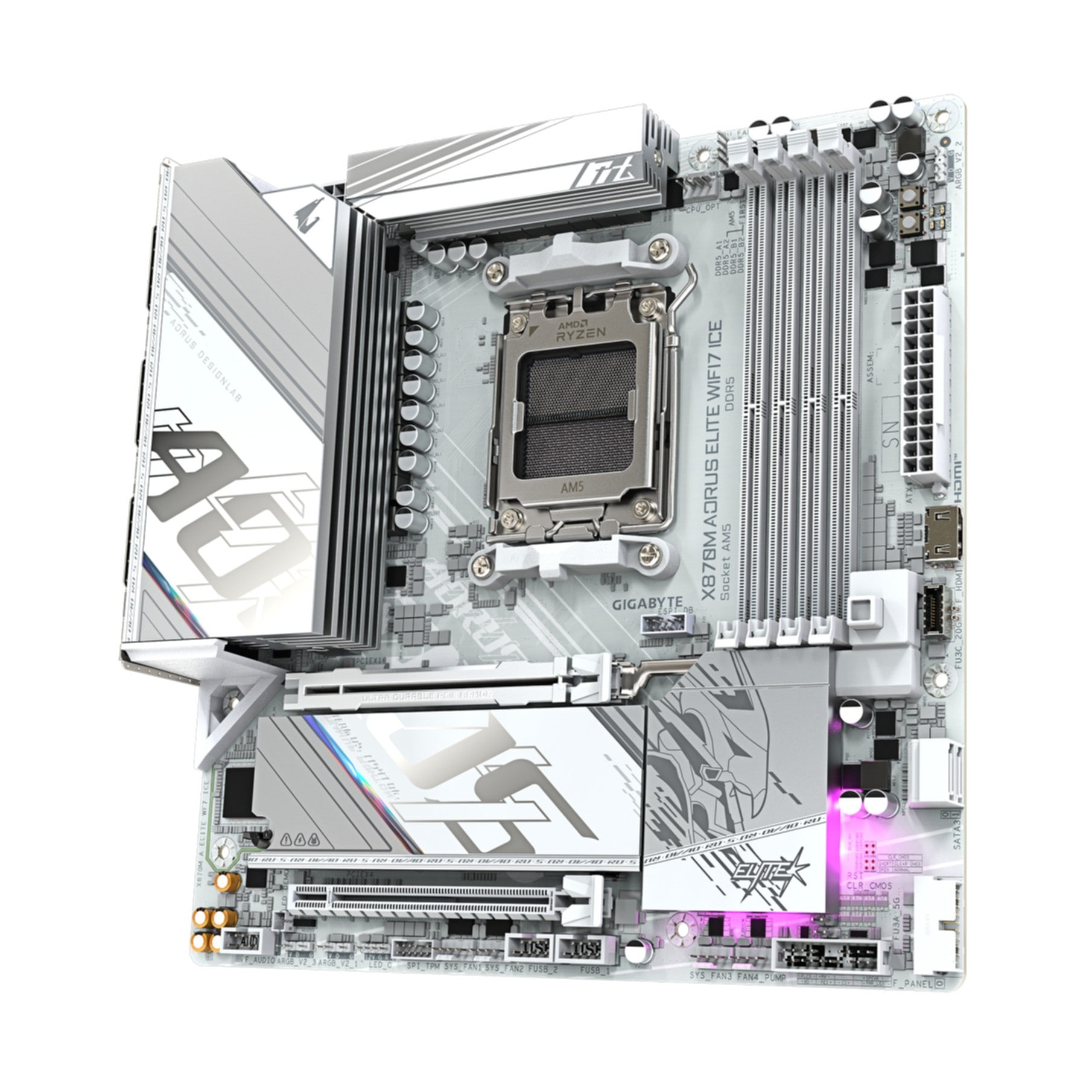 Gigabyte Mainboard »X870M AORUS ELITE WIFI7 ICE Mainboard – Unterstützt AMD Ryzen 9000 CPU«