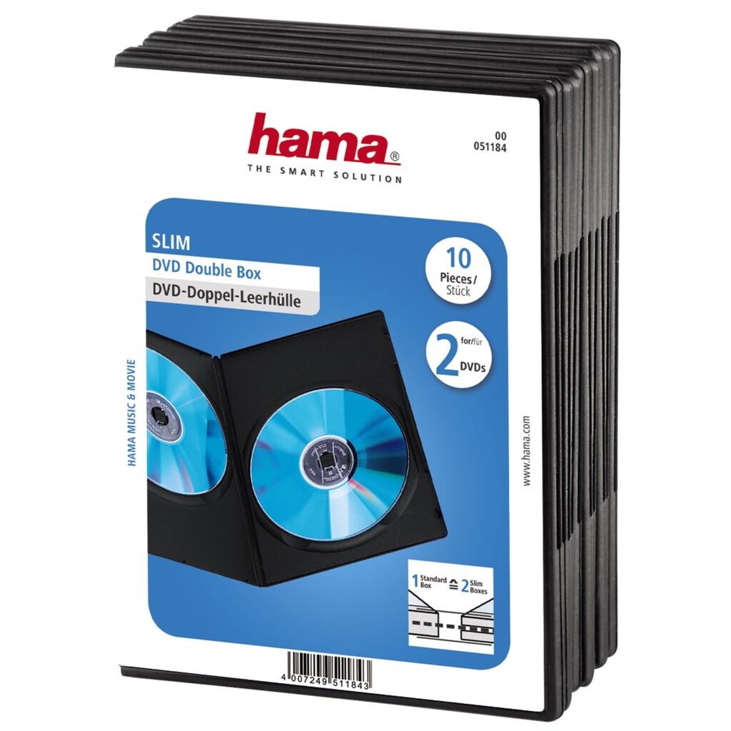 Hama DVD-Hülle »DVD-Doppel-Leerhülle Slim, 10er-Pack, Schwarz, Schutzhülle, Cover«