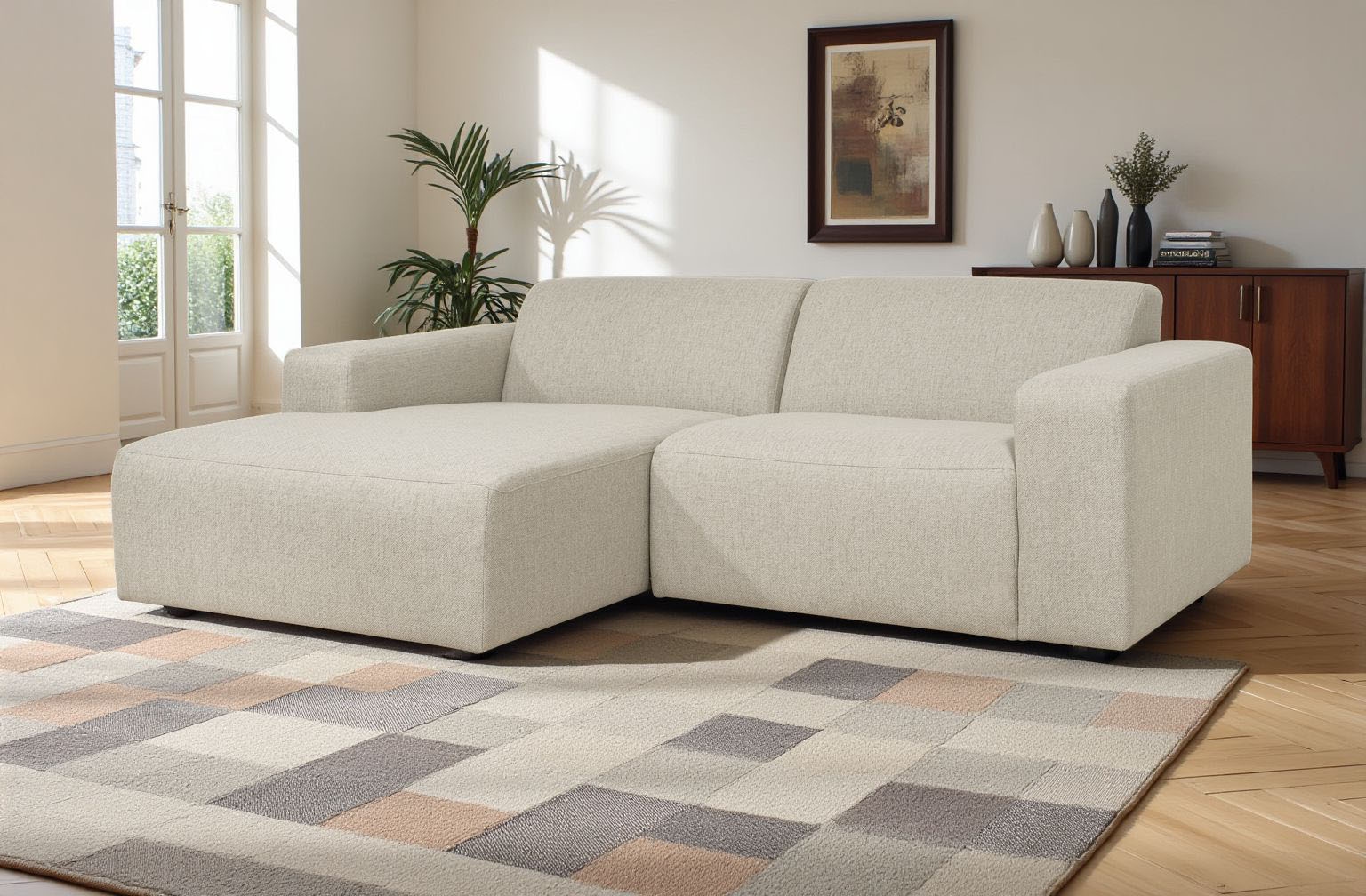 OTTO home Ecksofa »Koa, 228 cm, L-Form, Modulsofa in Cord, Chenille, Struktur, Webstoff« Designsofa, weicher Lounge-Sitzkomfort, Welleunterfederung, bodentief