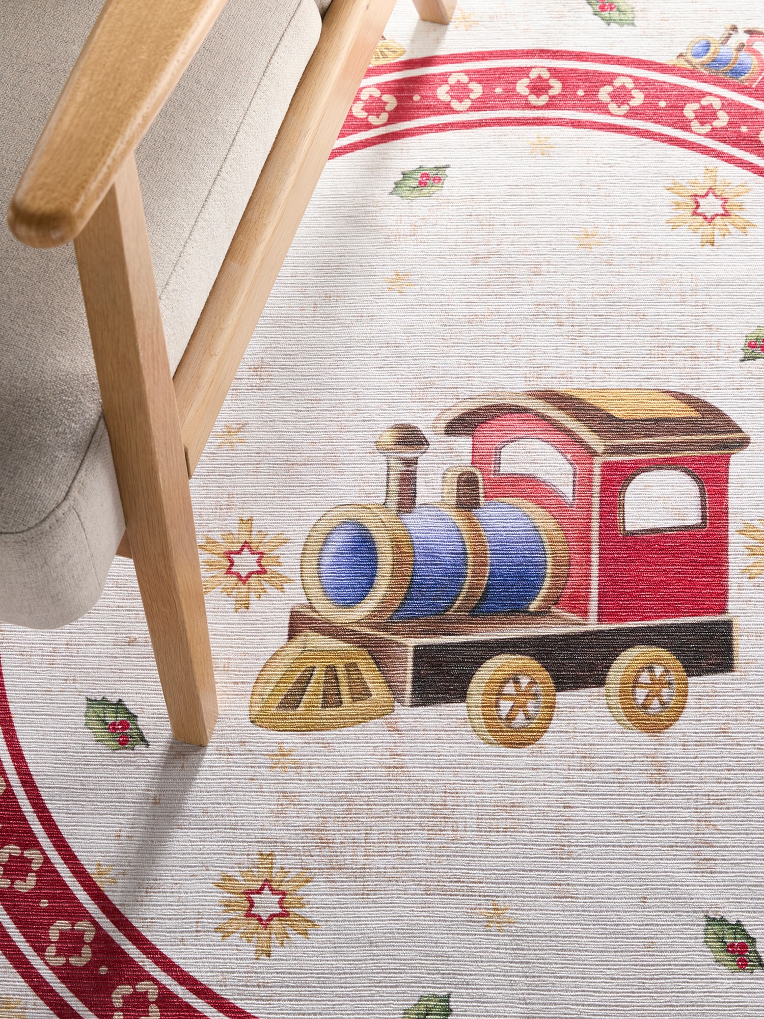 Villeroy & Boch Teppich »Toy's Delight Limited Edition Santa Claus«, rund, 3 mm Höhe, Limited Edition, Weihnachten, Wohnzimmer, Baumrock, Waschbar, Rund