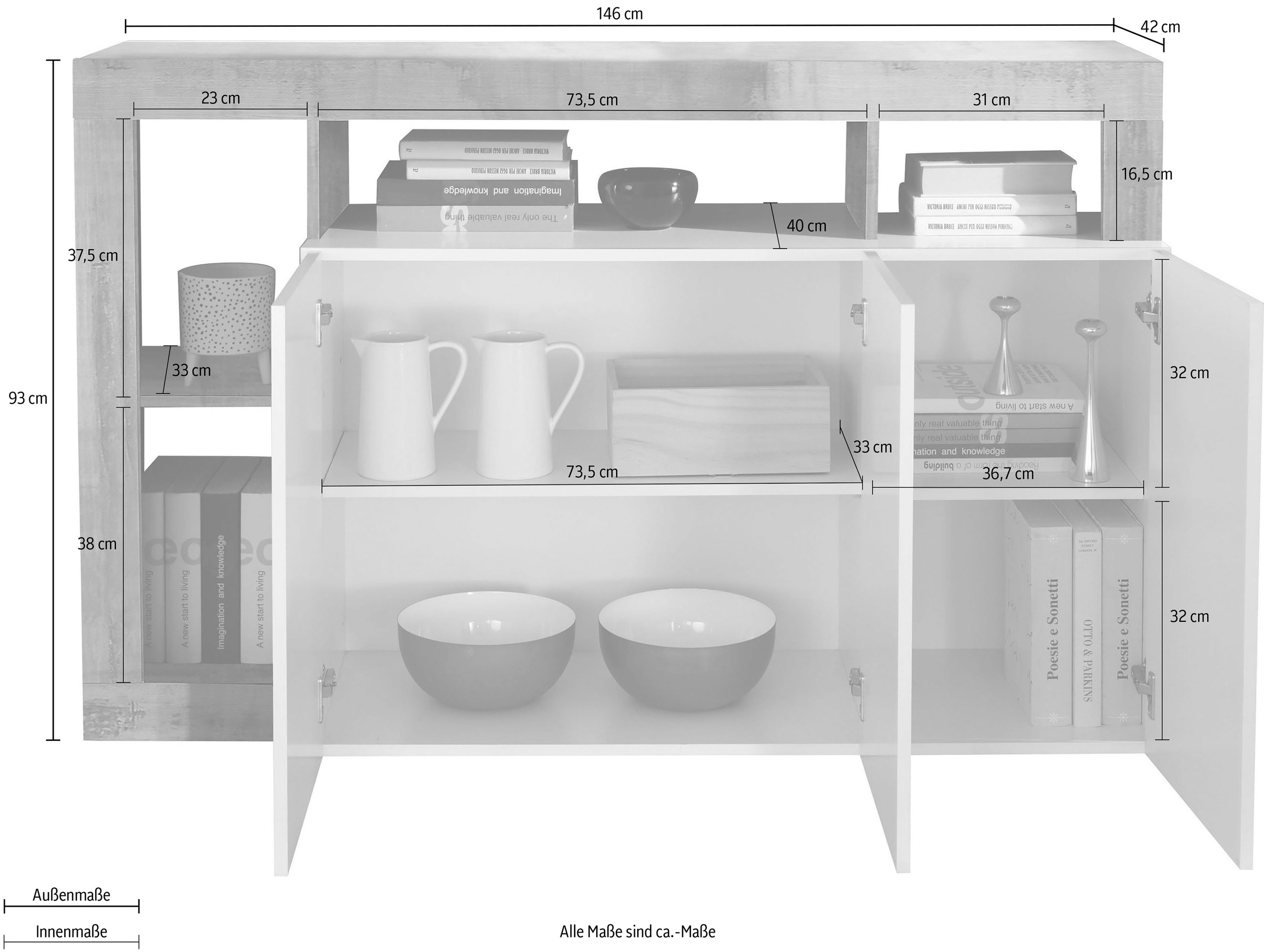 Home affaire Sideboard »Hamburg« Breite 146 cm