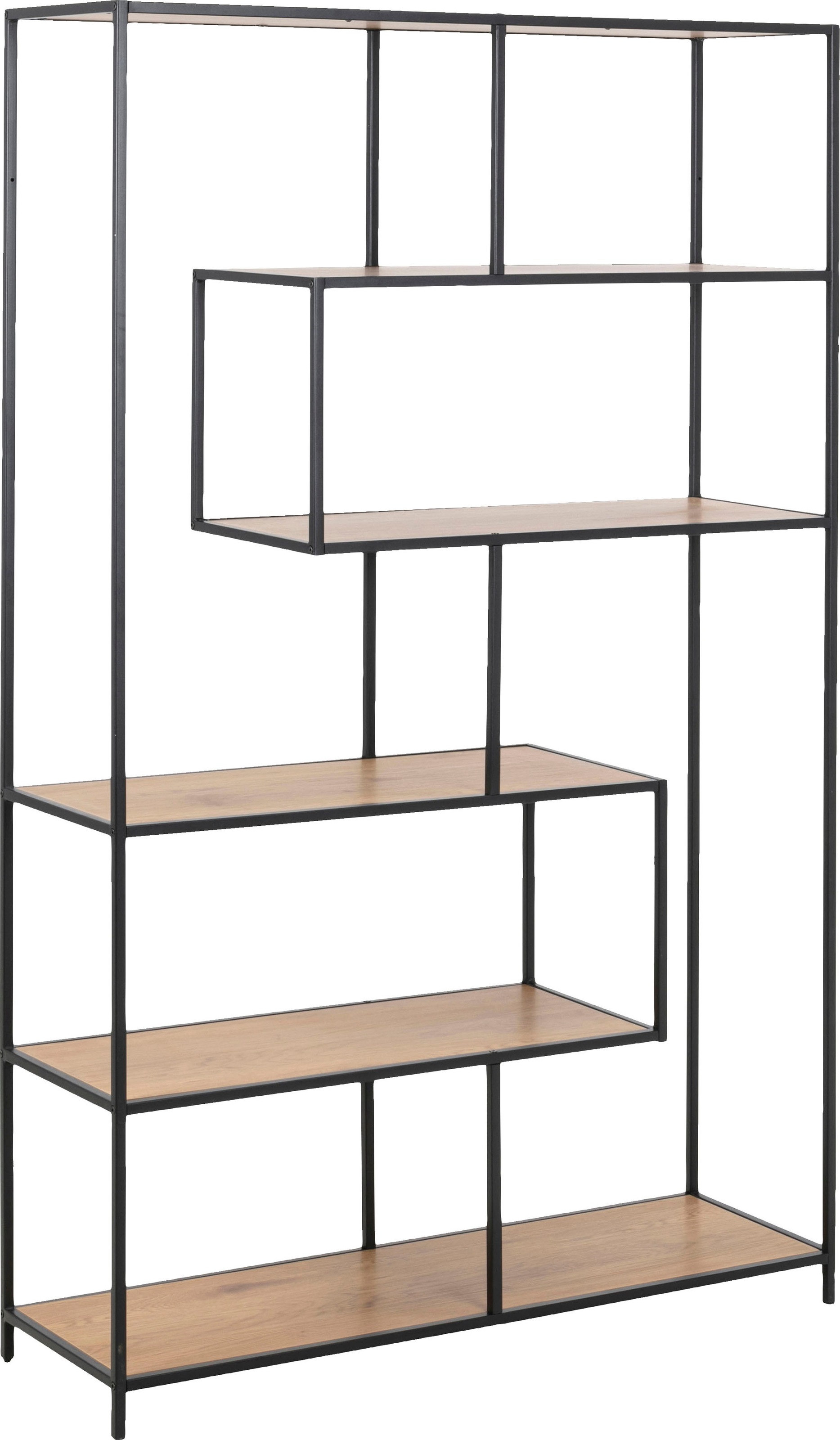 ACTONA GROUP Bücherregal, Metallgestell, modernes Design, 5 Einlegeböden, asymmetrische Details