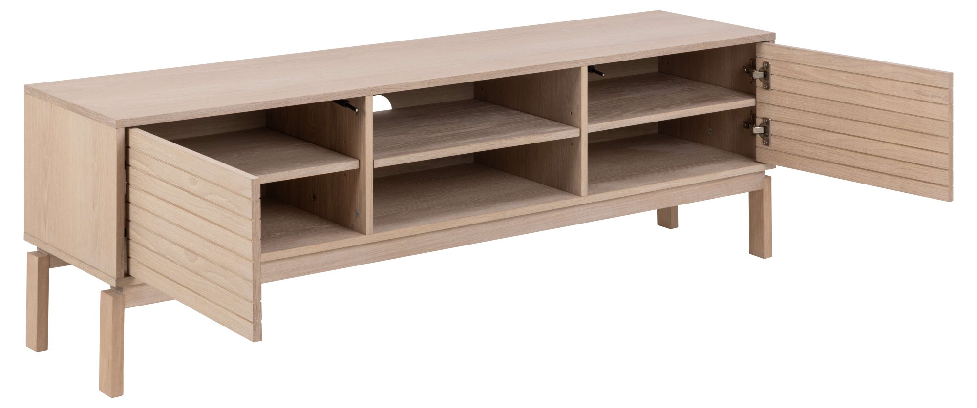 ACTONA GROUP TV-Schrank »Linley TV-Tisch, Lowboard, Fernsehtisch,«, Eichenfurnier, 2 Türen, 2 Einlegeböden, Lamellenfront, B: 160cm