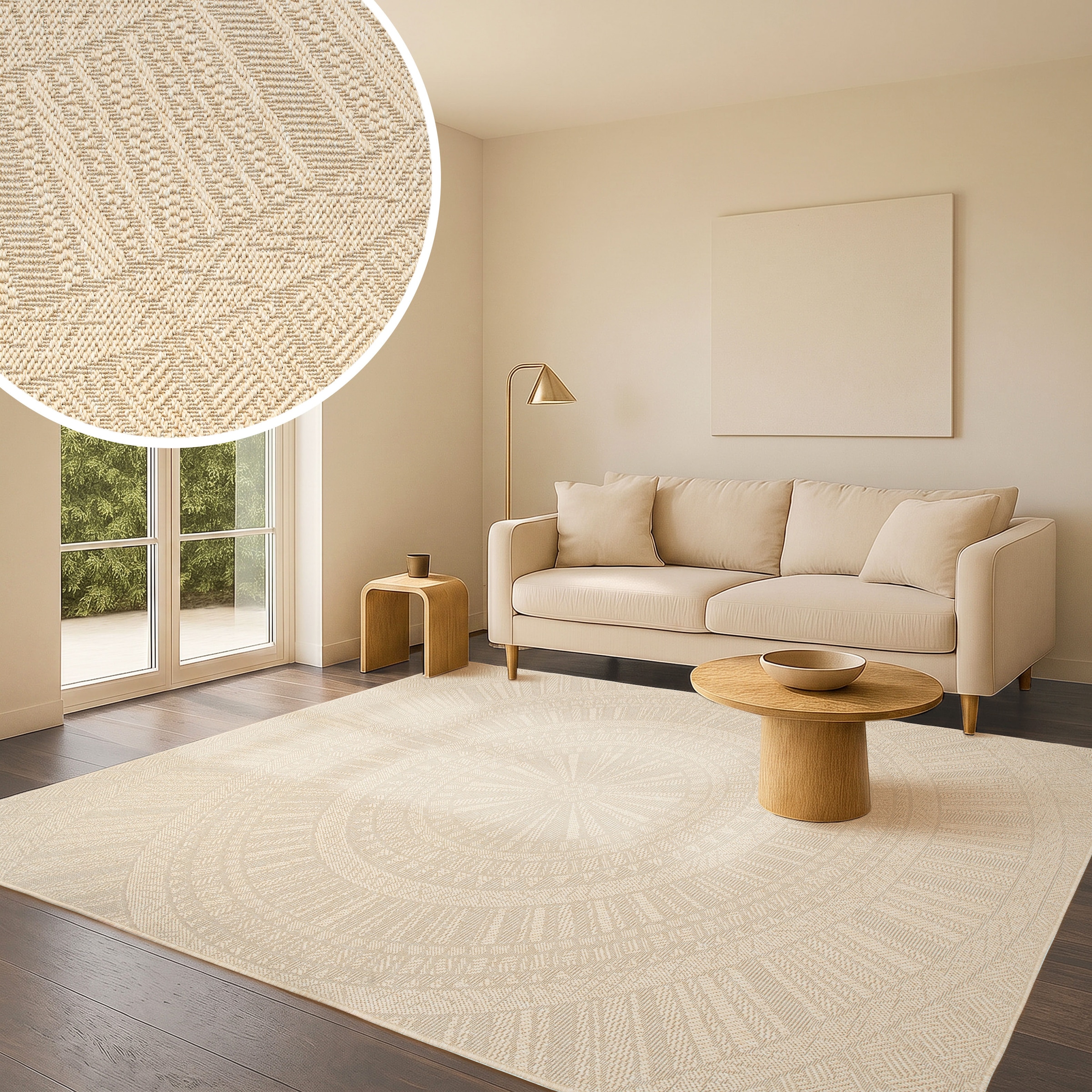 Bruno Banani Teppich »Solan, ethno, boho-inspiriert, In- und Outdoor geeignet« rechteckig 5 mm Höhe Mandala, Kreise, Küche, Wohnzimmer, Camping, Balkon