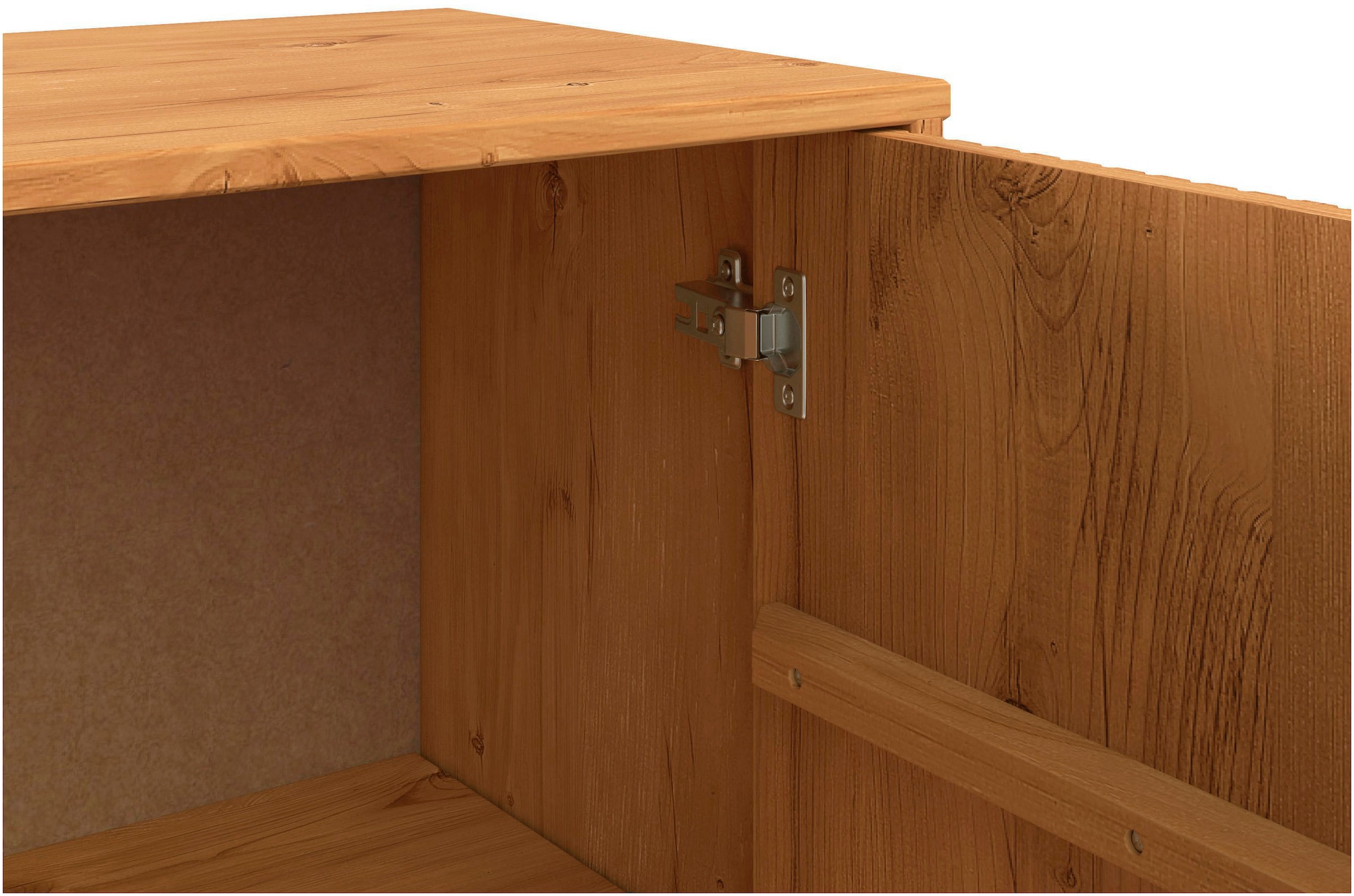 OTTO home Highboard »Malmedy Front mit gefrästen Rillen« Kommode Midischrank aus massivem Kiefernholz, Push-to-open, B 100 cm