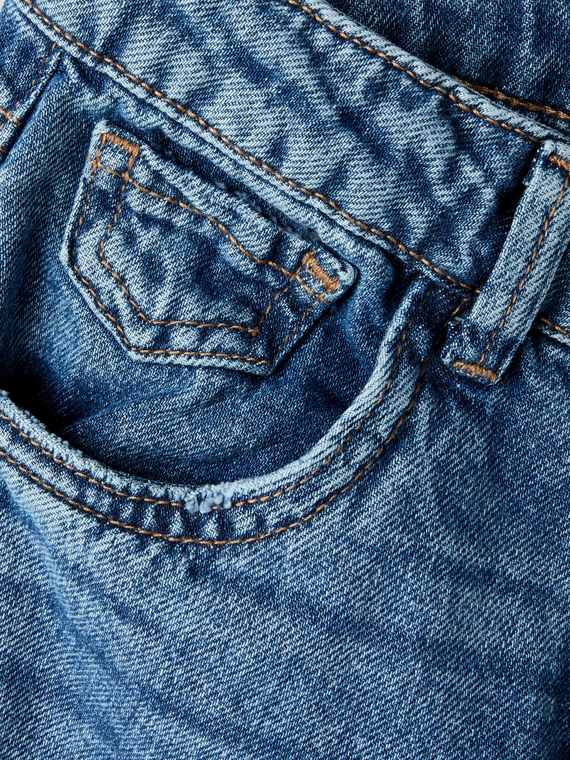 Name It 5-Pocket-Jeans »NKFROSE für Mädchen mit Destroyed-Effekt und hohem Bund«, normal, Denim, Abriebeffekte, Reißverschluss