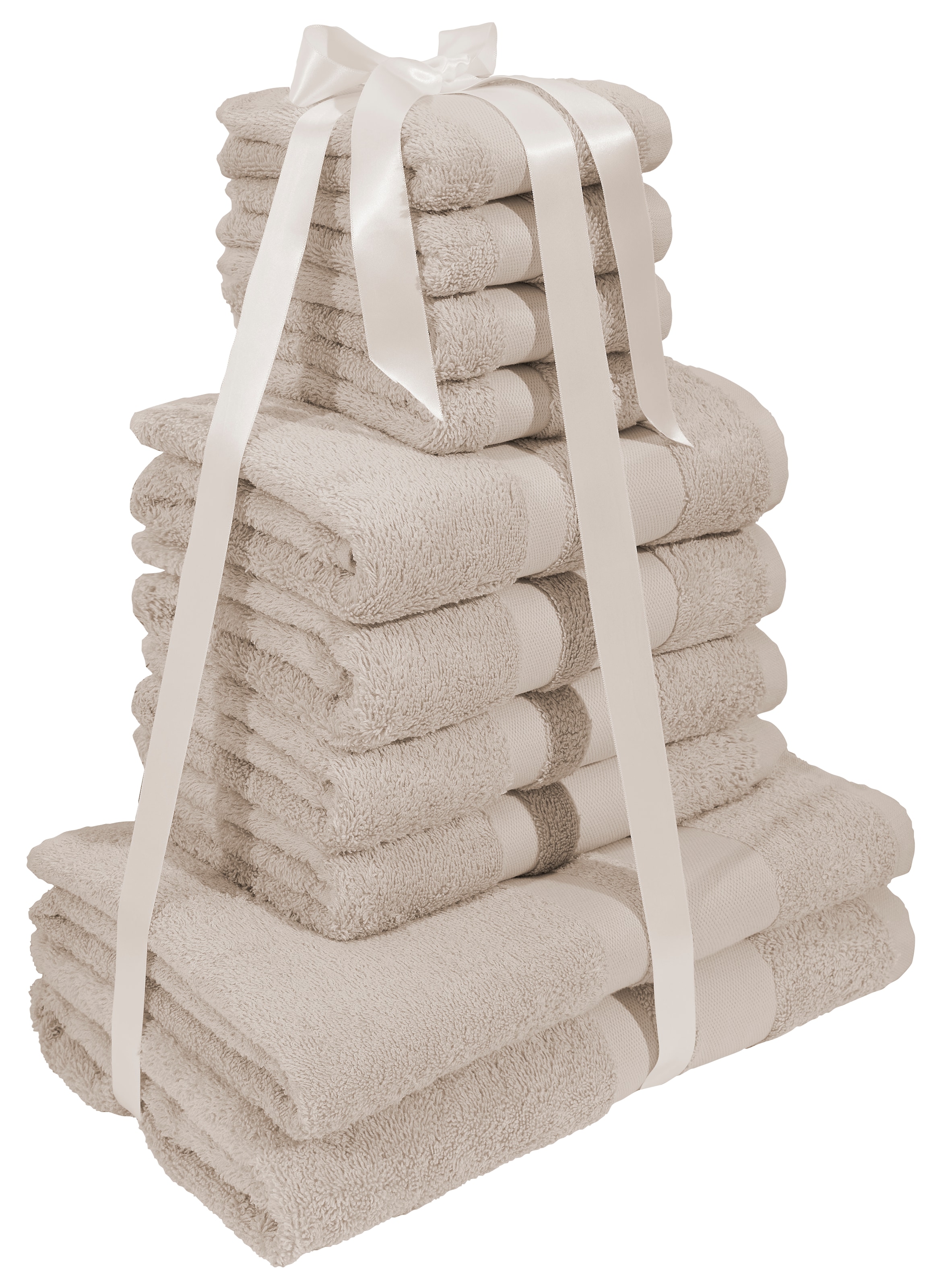 my home Handtuch Set »Vanessa, 10-tlg Handtuch-Set, in Standard- und Premium-Qualität, weich«, Set, 10 tlg., Walkfrottee, 100% Baumwolle, Duschtücher, Handtücher, Gästetücher, mit Bordüre