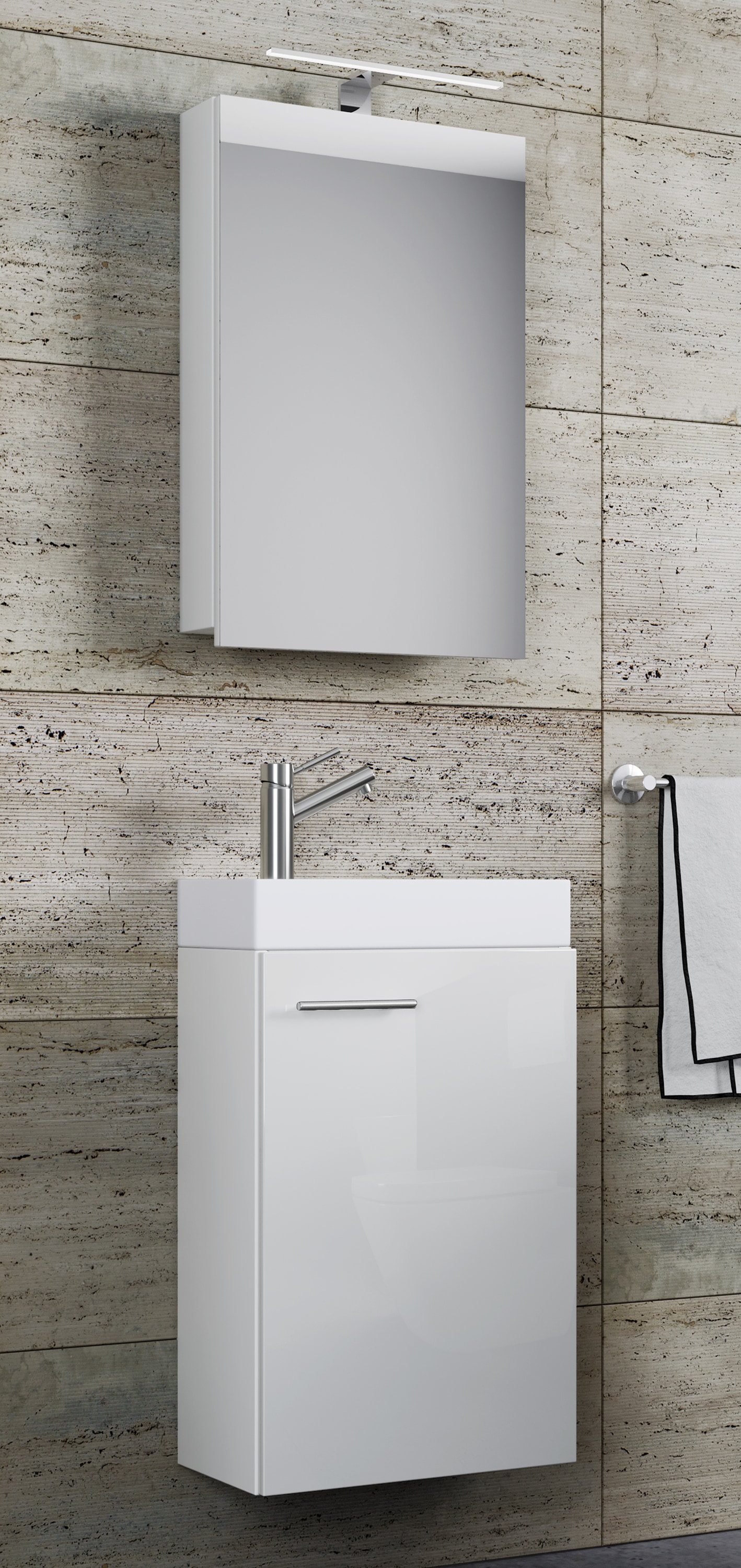 VCM Waschbeckenunterschrank »VCM 3-tlg Set | Waschplatz für Gäste WC | Gästebad | Waschtisch | Badezimmer Set - Slito SC«, (3 St.)