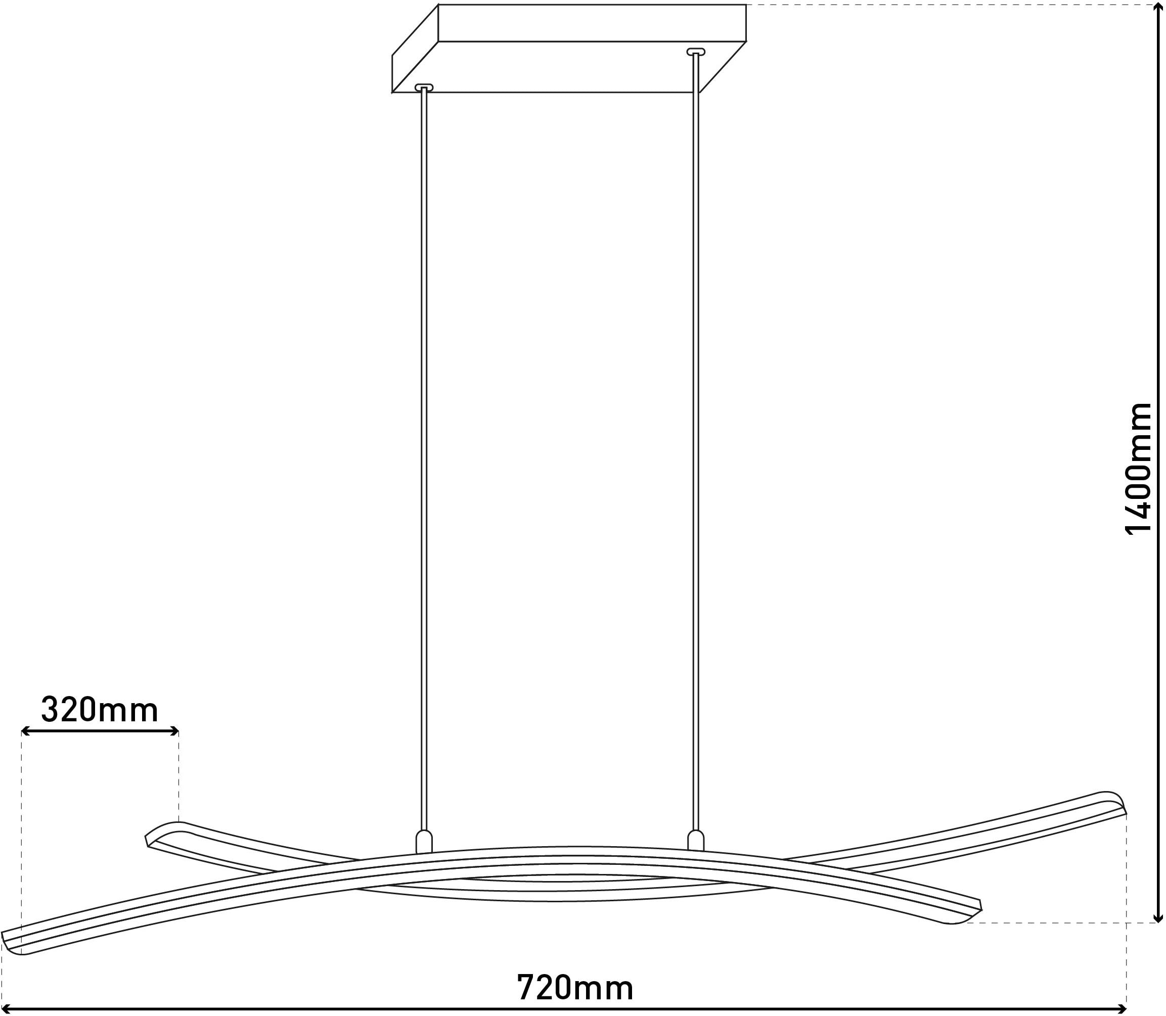 näve LED Pendelleuchte »Theo« LED-Modul 1 Stk. Warmweiß chromfarben, dimmbar mit Phasenan- und -abschnitt Dimmer, L: 72cm