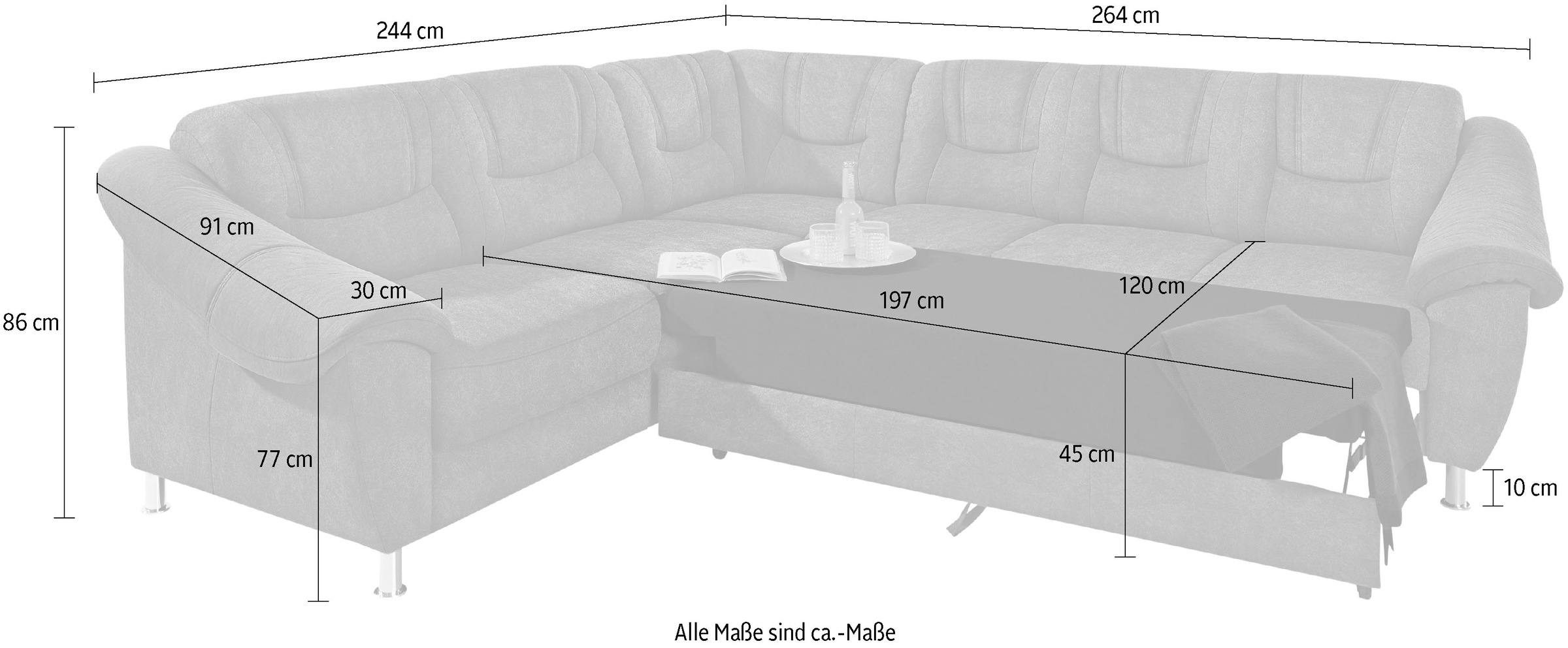 sit&more Ecksofa »Salsa L-Form«, mit Federkern, wahlweise mit Bettfunktion