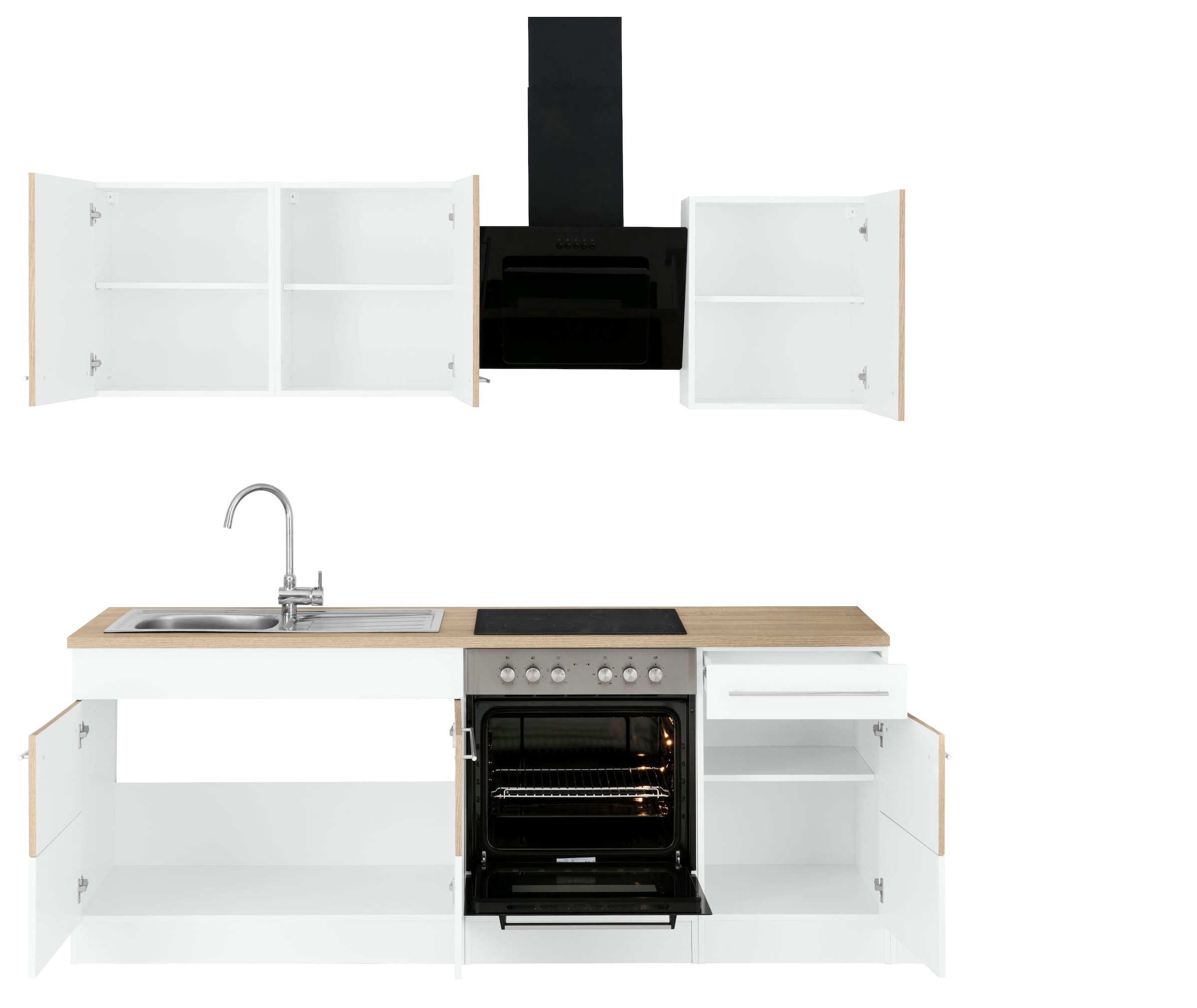 KOCHSTATION Küchenzeile »KS-Trient« Breite 210 cm, wahlweise mit E-Geräten, mit Arbeitsplatte