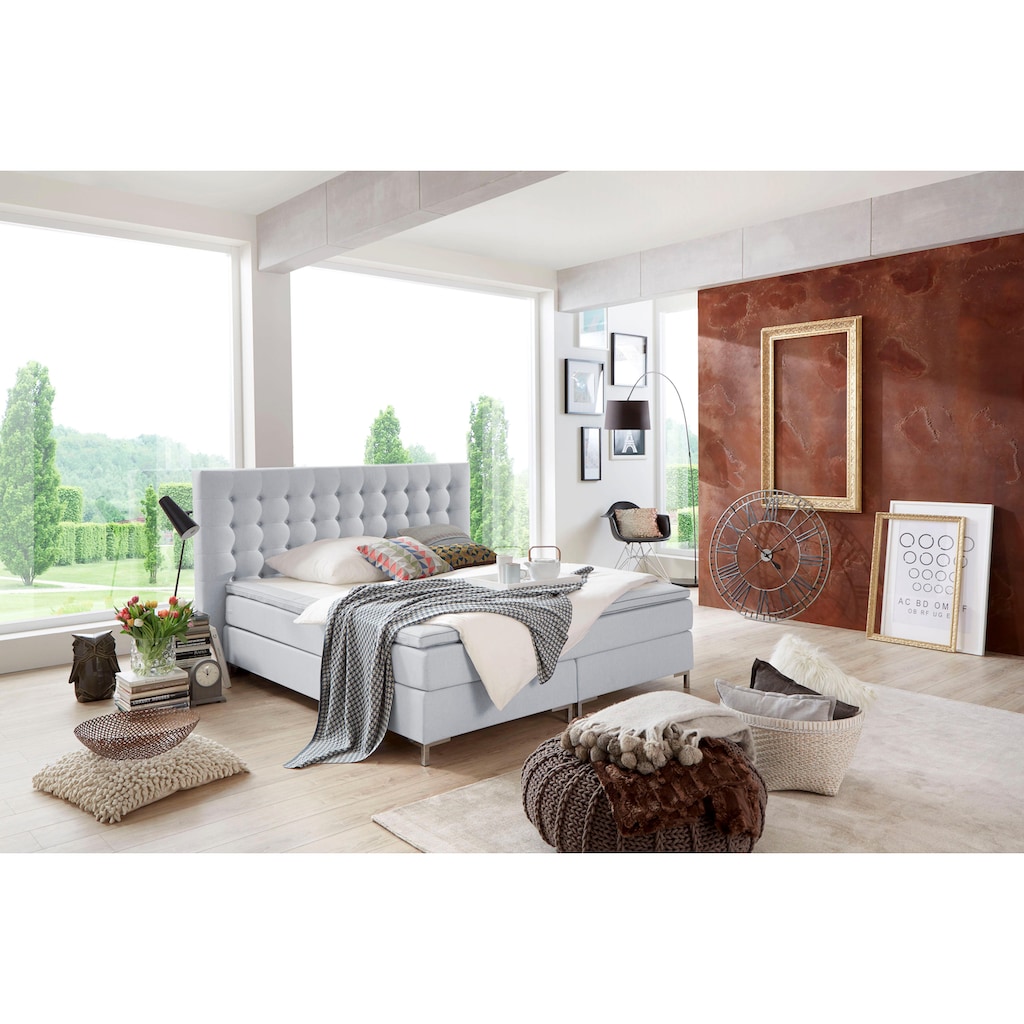 ATLANTIC home collection Boxspringbett Anni, mit Federkernmatratze und Topper