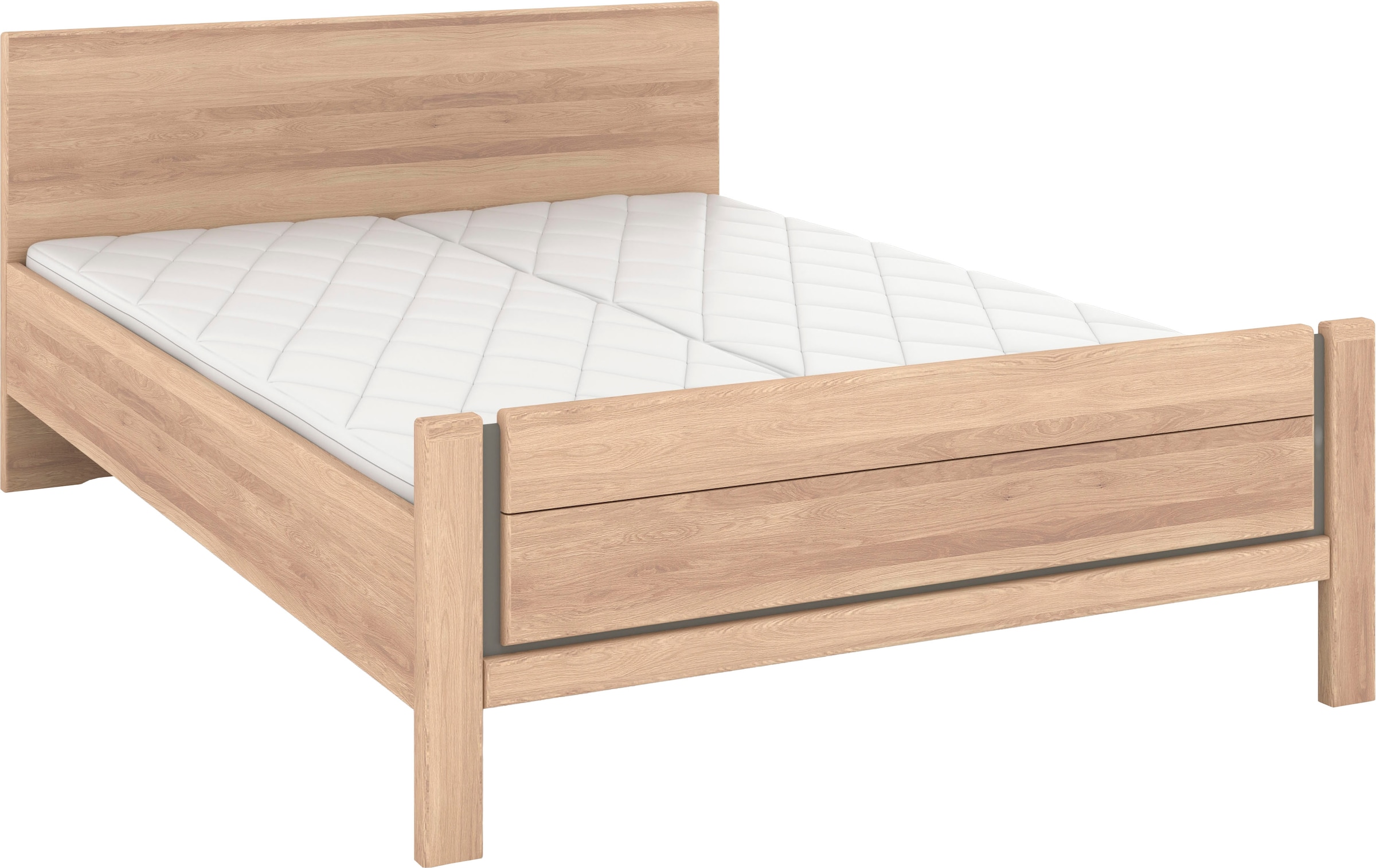 Musterring Holzbett »Sorrent, Bettgestell, Bettrahmen, teilmassiv Eiche«, (MADE IN GERMANY), Eiche teilmassiv, Liegehöhenverstellung, Stollenfußteil