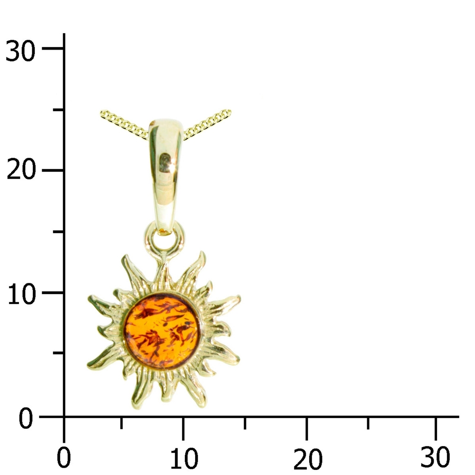 OSTSEE-SCHMUCK Kette mit Anhänger »- Sonne 14 mm - Silber 925/000, vergoldet - Bernstein«