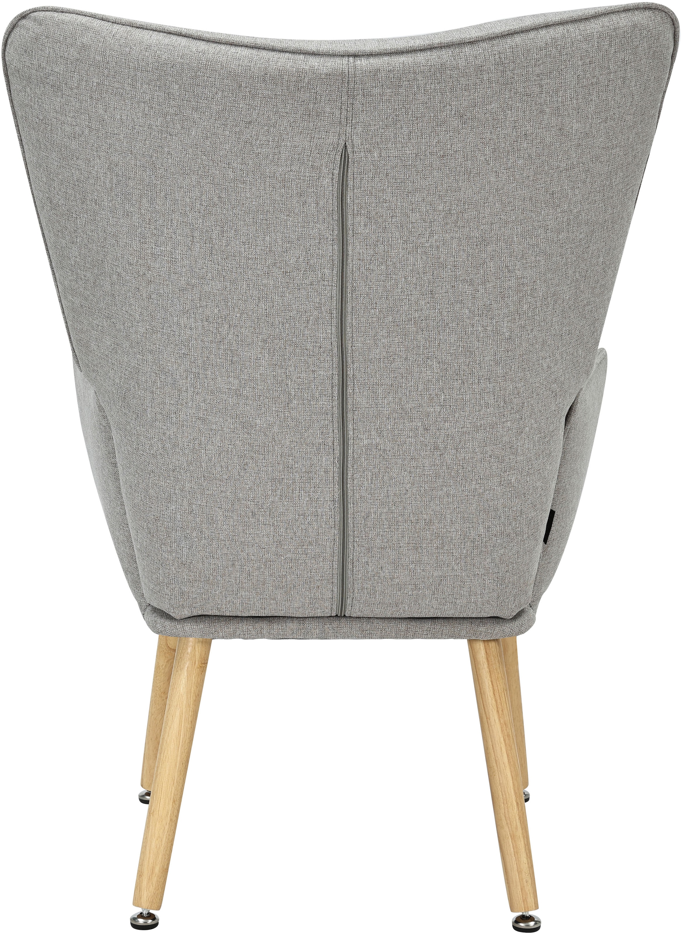 INOSIGN Ohrensessel »PERHAM, Sessel mit Hocker im Set, Knopfheftung, Massivholz-Füße,«, komfortabler Relaxsessel und Sitz-Hocker mit Strukturbezug