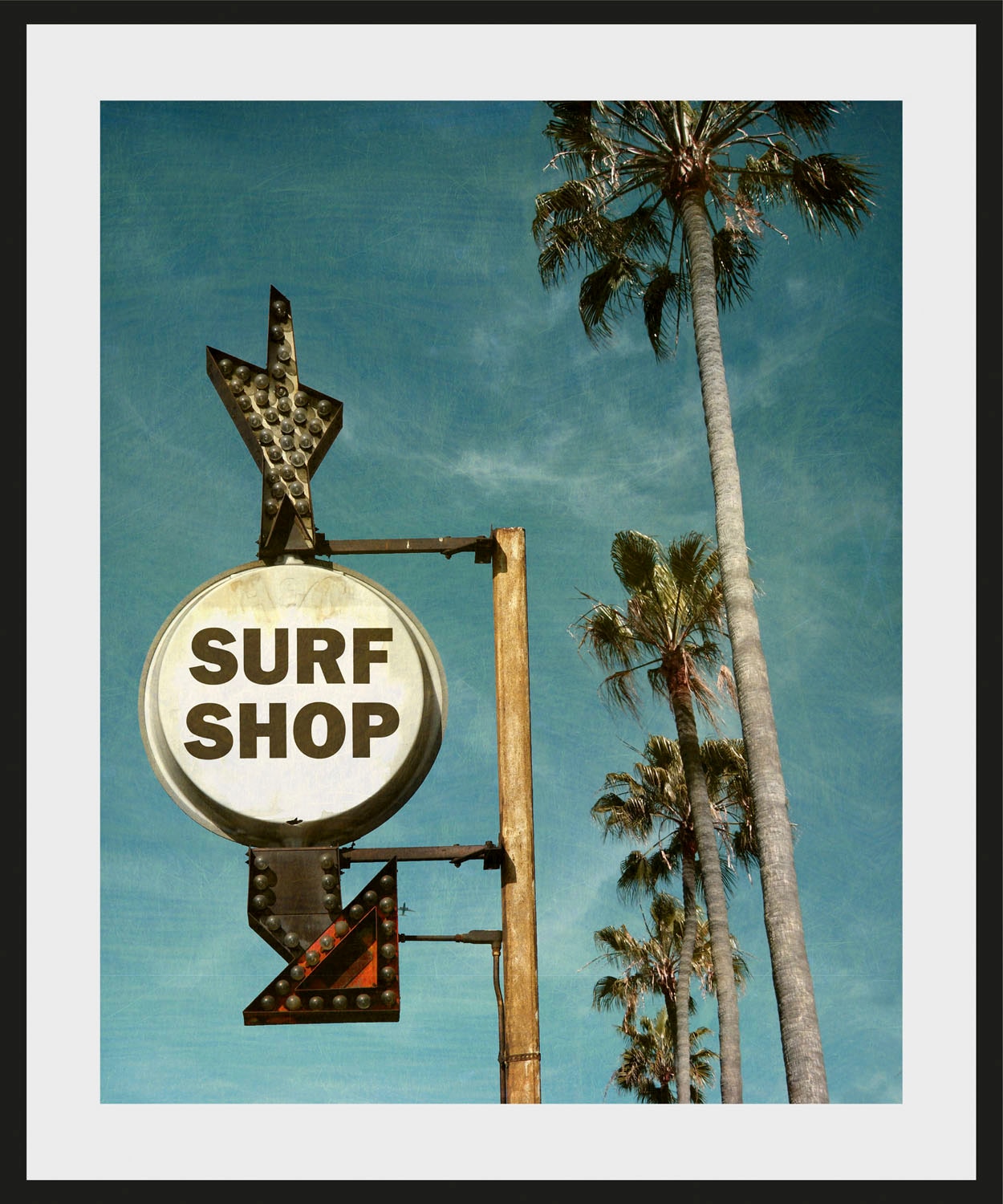 queence Bild »SURF SHOP«, (1 St.), HD Premium Poster-Druck inkl. Holzrahmen
