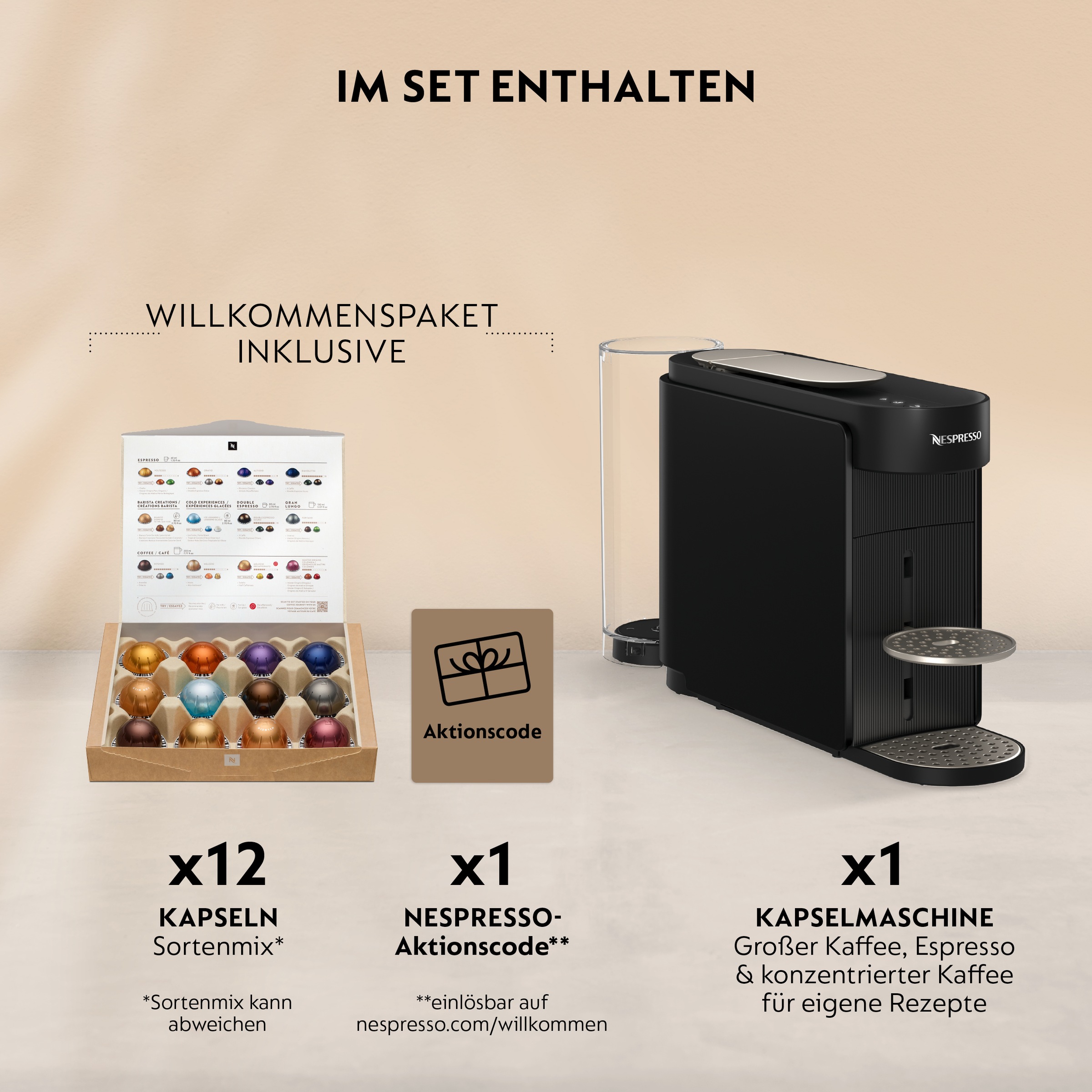 Nespresso Kapselmaschine »Vertuo Up« schlankes Design, Coffee Creations Modus, Auto-Off, 1,4 l Wassertank